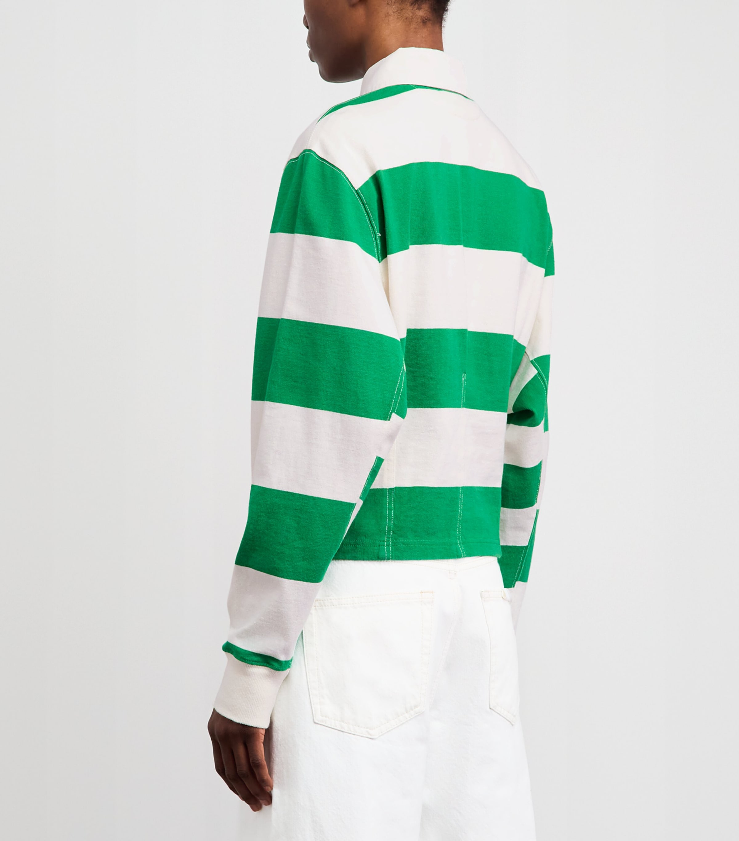 Polo Ralph Lauren Womens Cotton Stripe Rugby Shirt Bllird Grn/dkwsh Wht Image 5