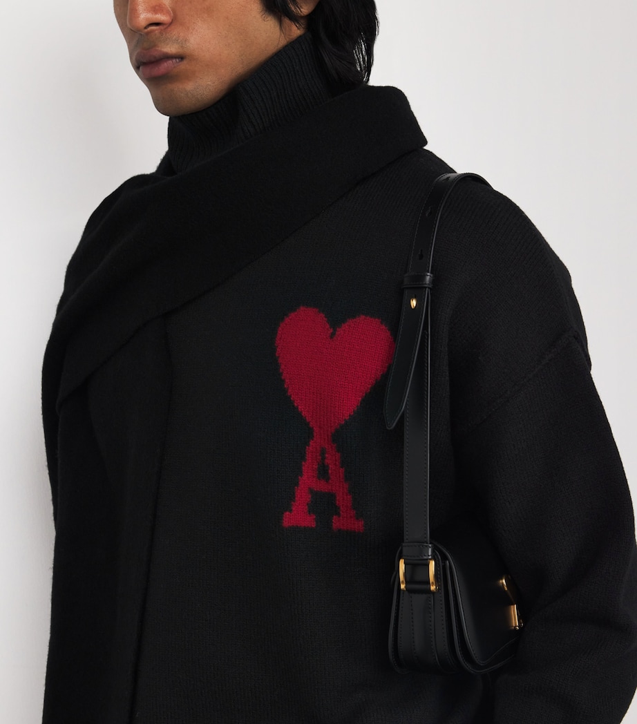 Virgin Wool Ami de Coeur Rollneck Sweater BLACK/RED/009 Image 6