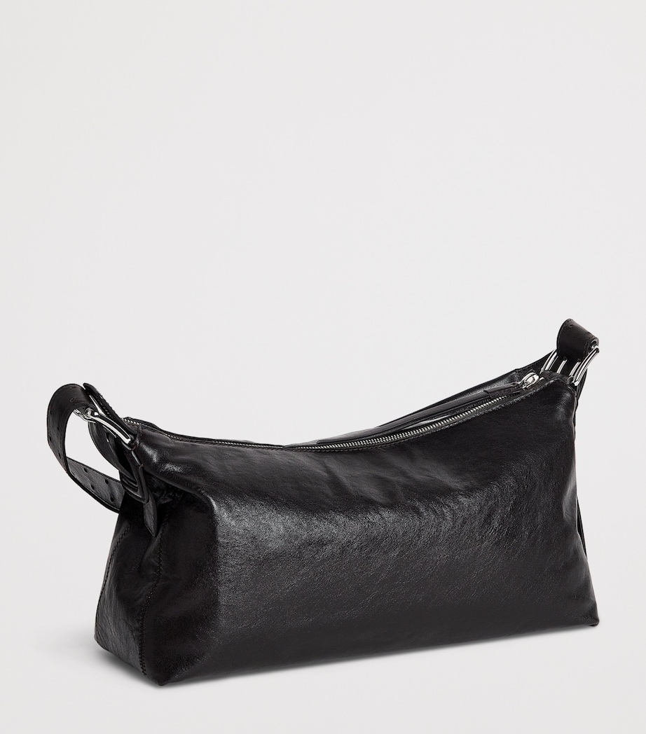 Leather Belted Baguette Shoulder Bag BR490 DARK CHOCOLATE Image 3