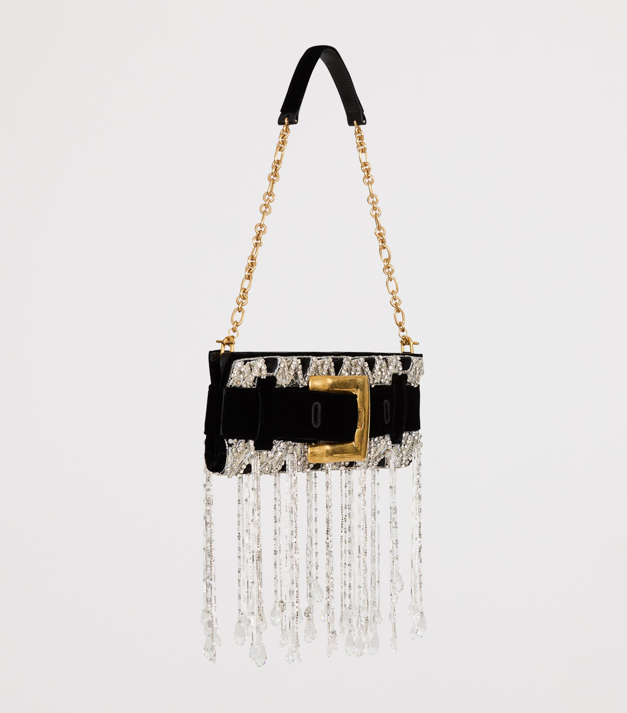 Balmain Embellished Anthem Clutch Bag Eaw Noir/cristal Image 3