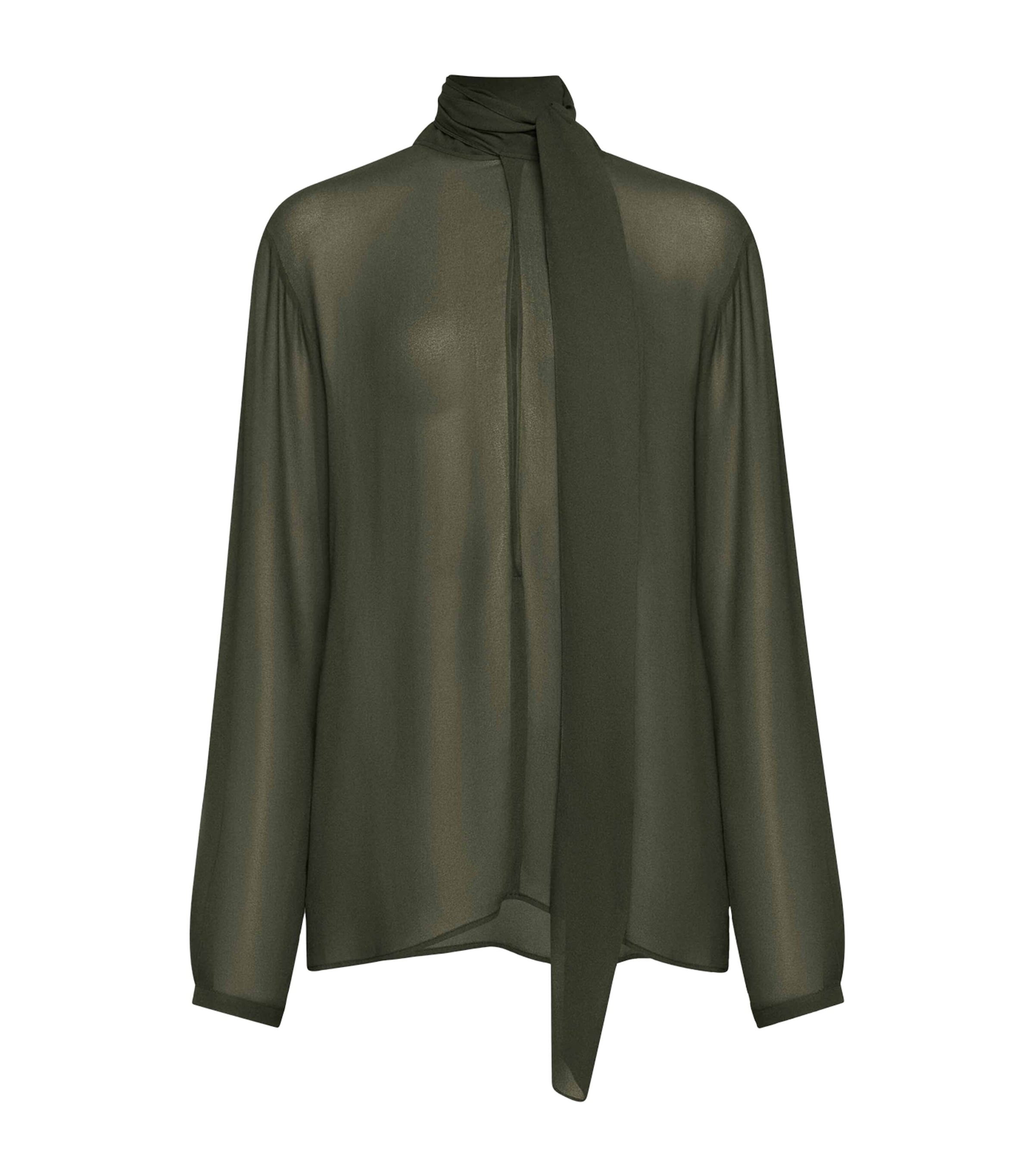 Georgette Pussybow Blouse OLIVE Image 5