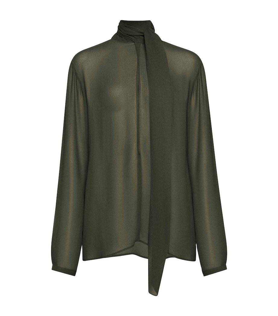 Georgette Pussybow Blouse OLIVE Image 5