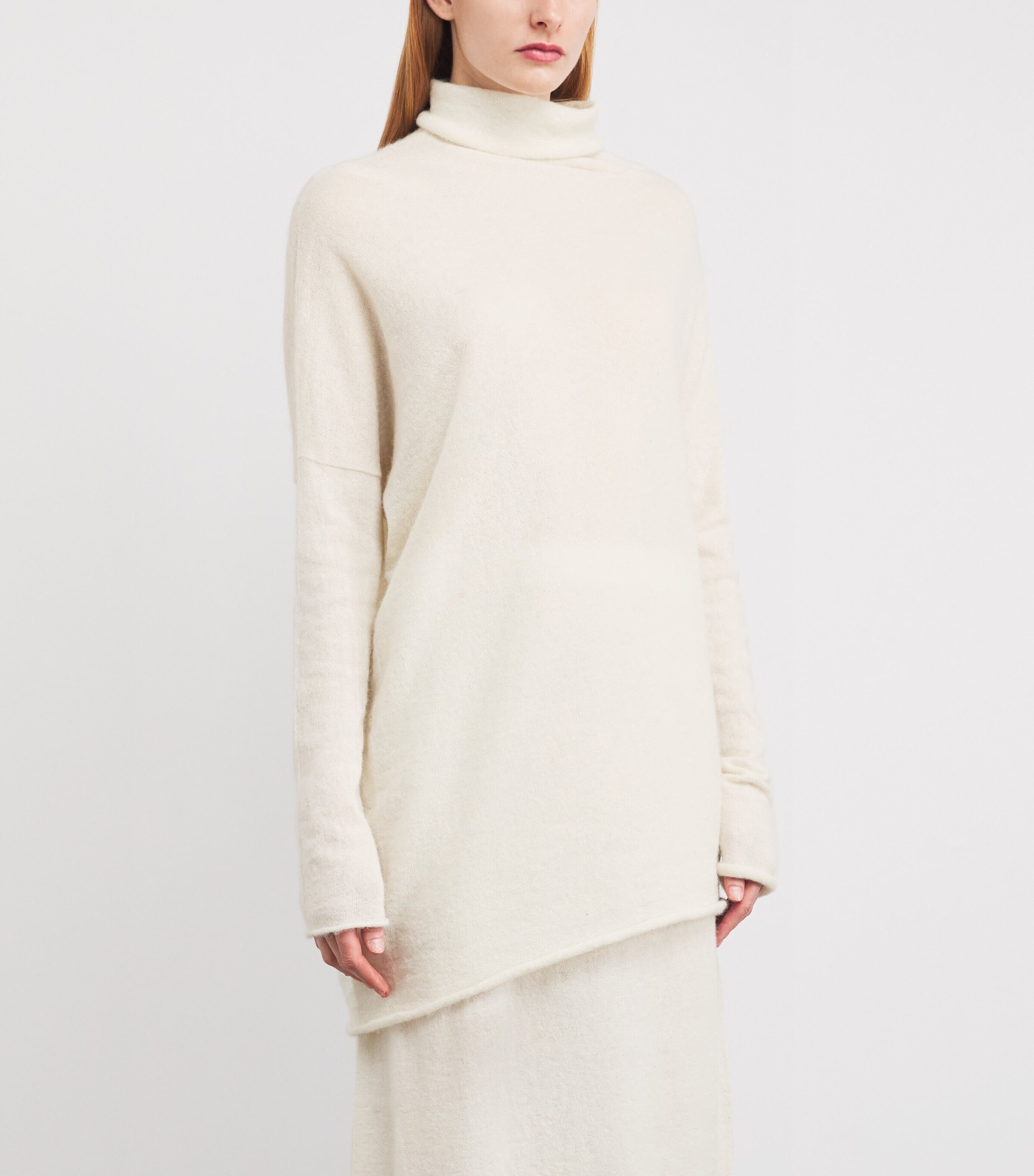 Alpaca-Blend Askew Sweater RAW WHITE Image 3