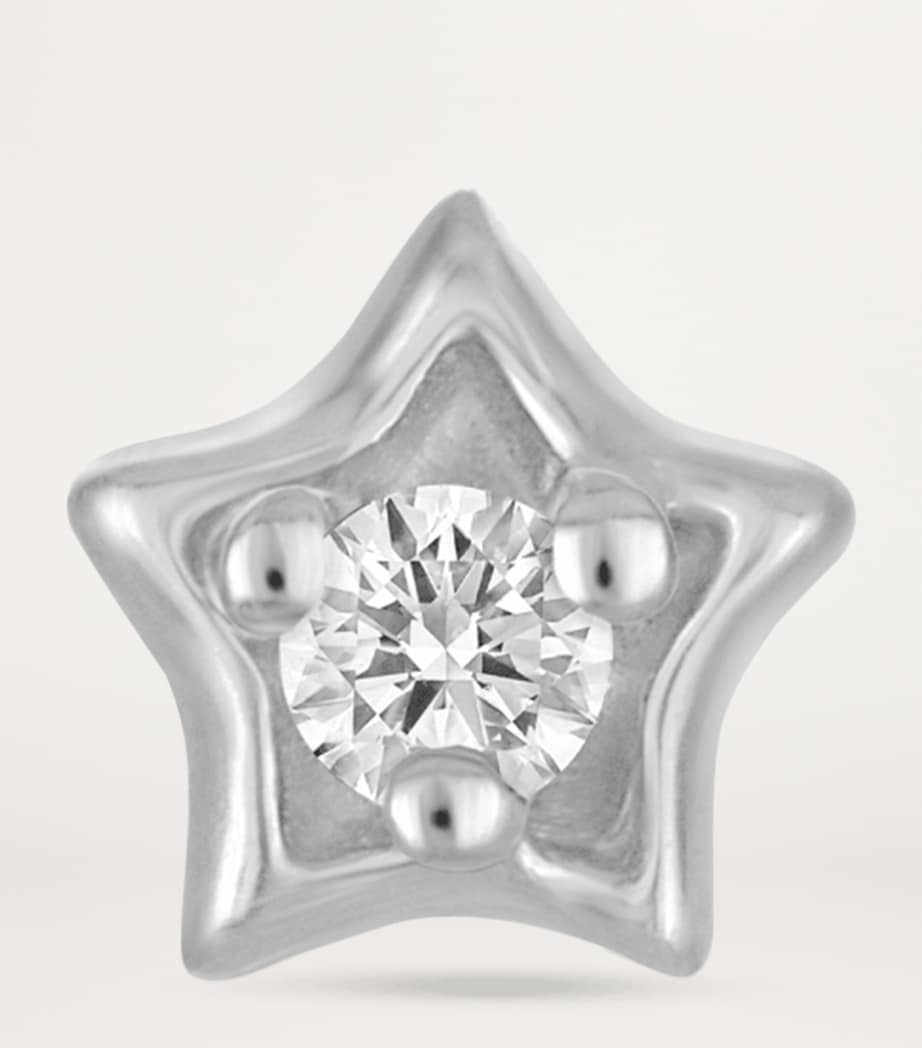 White Gold and Diamond Solitaire Star Threaded Stud Earring (3mm) WHITE GOLD Image 2