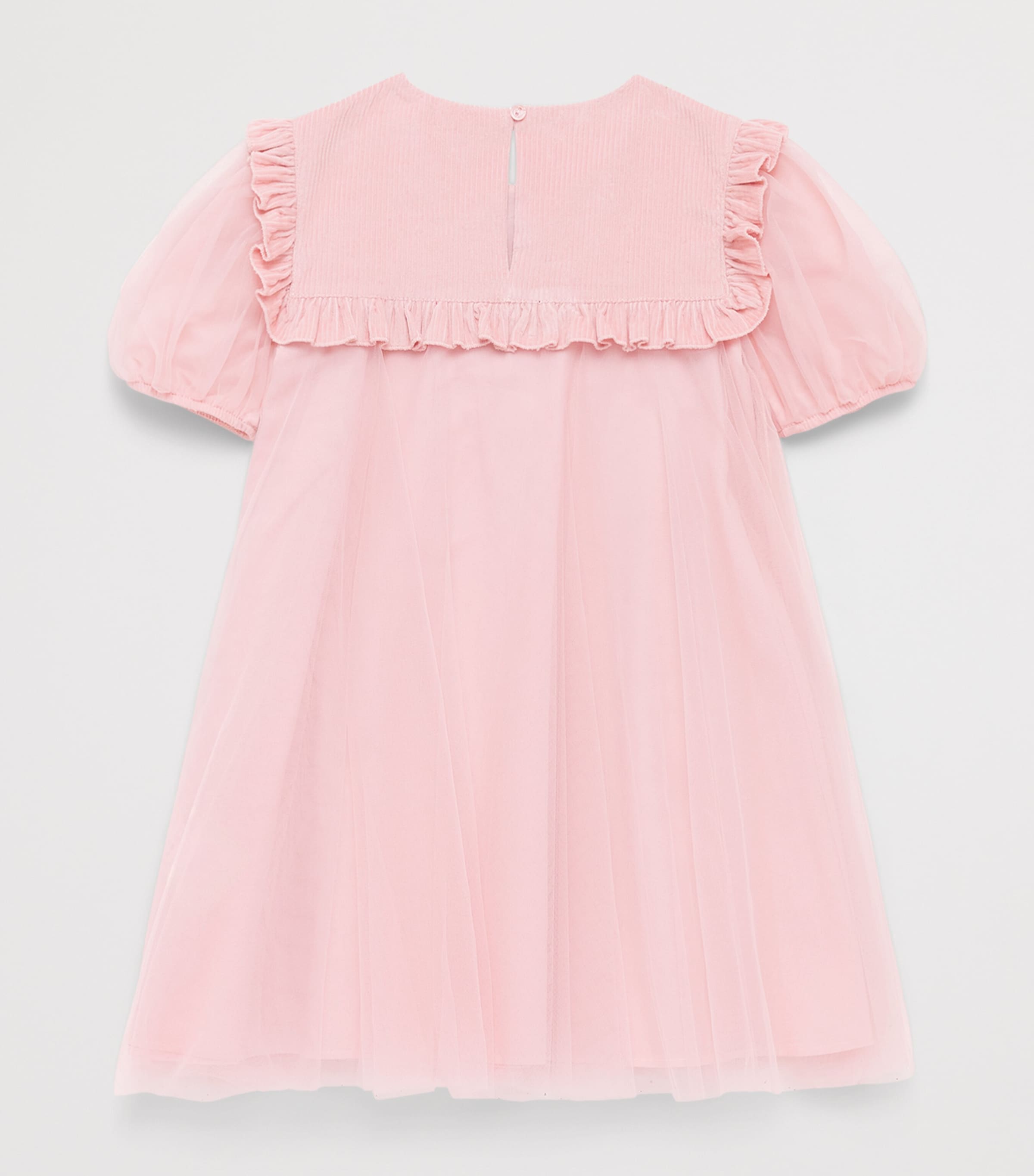 Monnalisa Corduroy-Tulle Dress (24 Months – 12 Years) Malva Flower Image 2