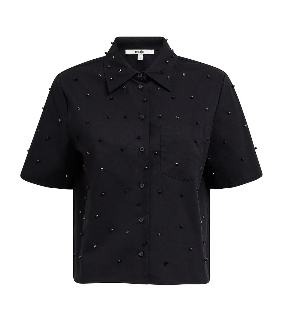 Maje Womens Cotton Embellished Shirt Black Image 1