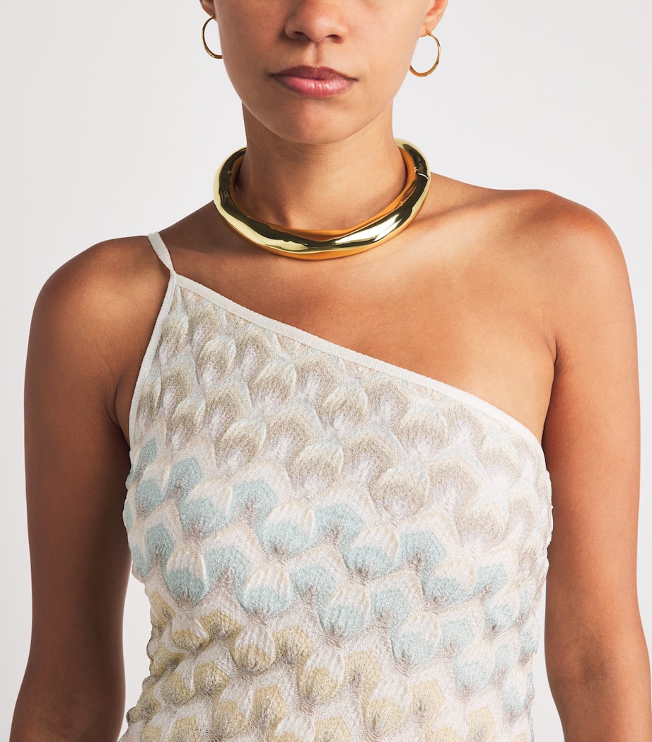 Missoni Womens Lamé Lace Motif One-Shoulder Mini Dress Smsqb Multi B/p/w/y Image 3