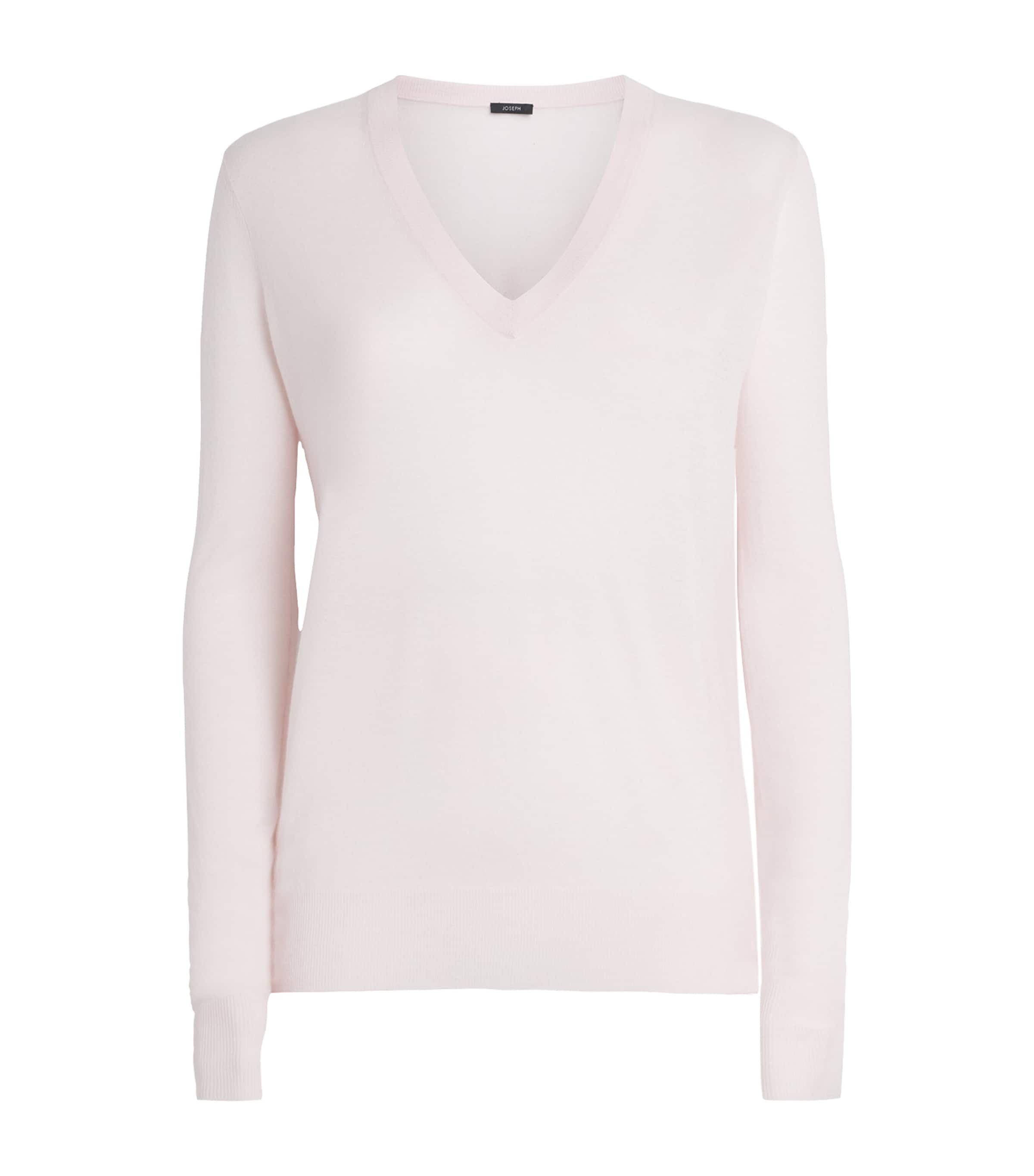 Joseph Cashmere Cashair V-neck Sweater In White