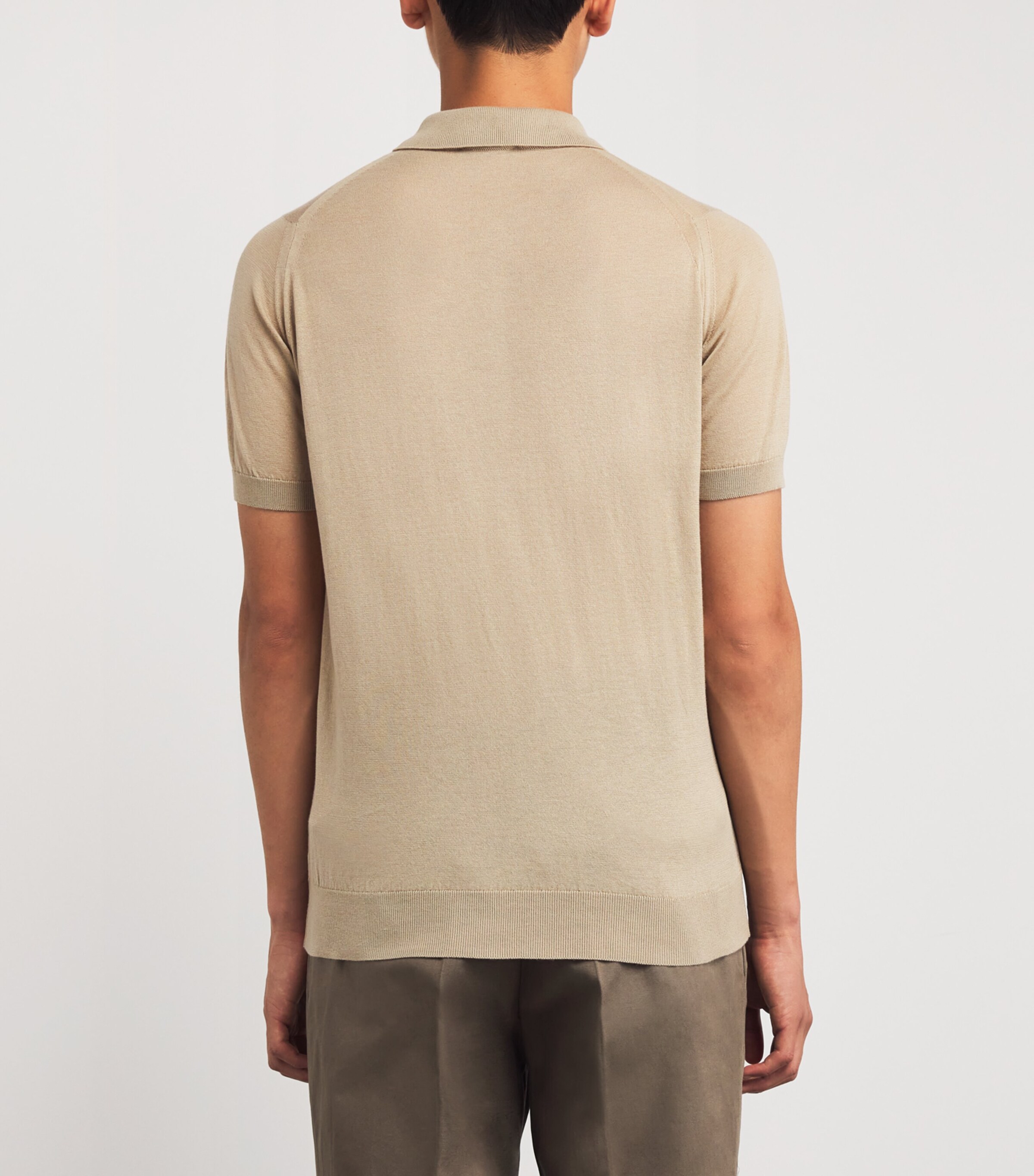 John Smedley Mens Cotton-Cashmere Elias Polo Shirt Flax Image 4