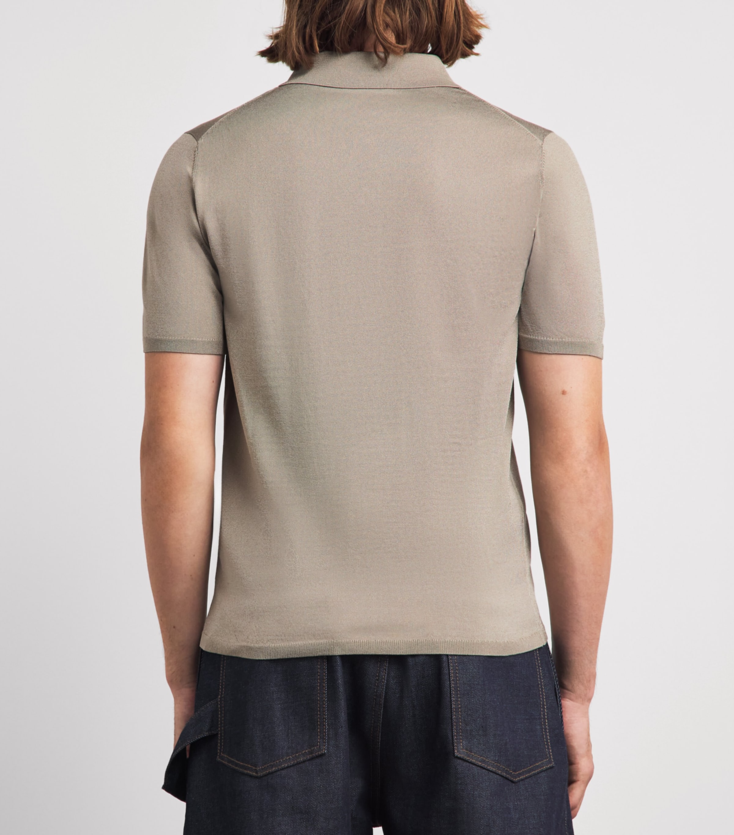Sandro Paris Mens Knitted Polo Shirt Light Taupe Image 5