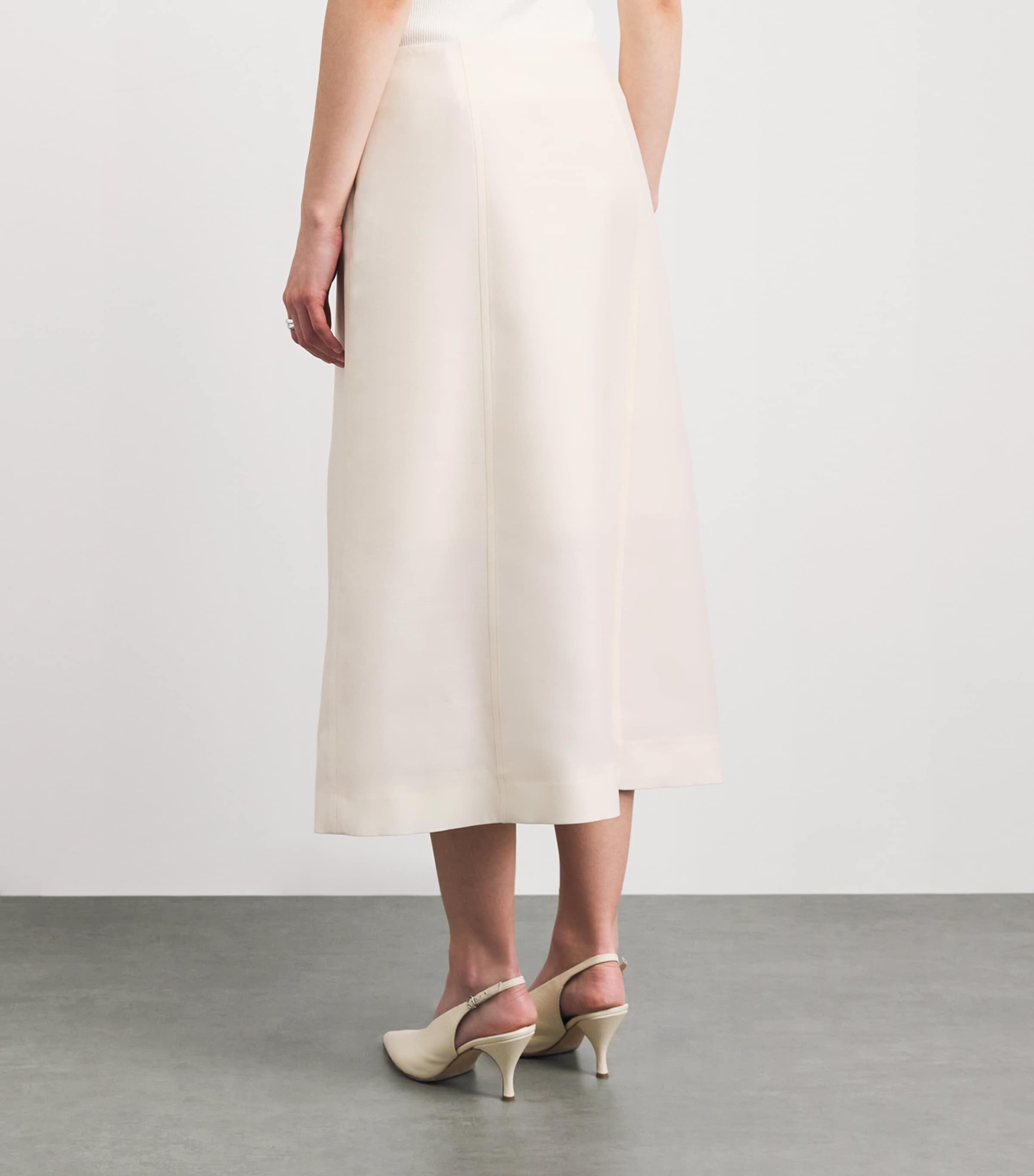 BITE Studios Womens Sharp A-Line Midi Skirt Off White Image 5