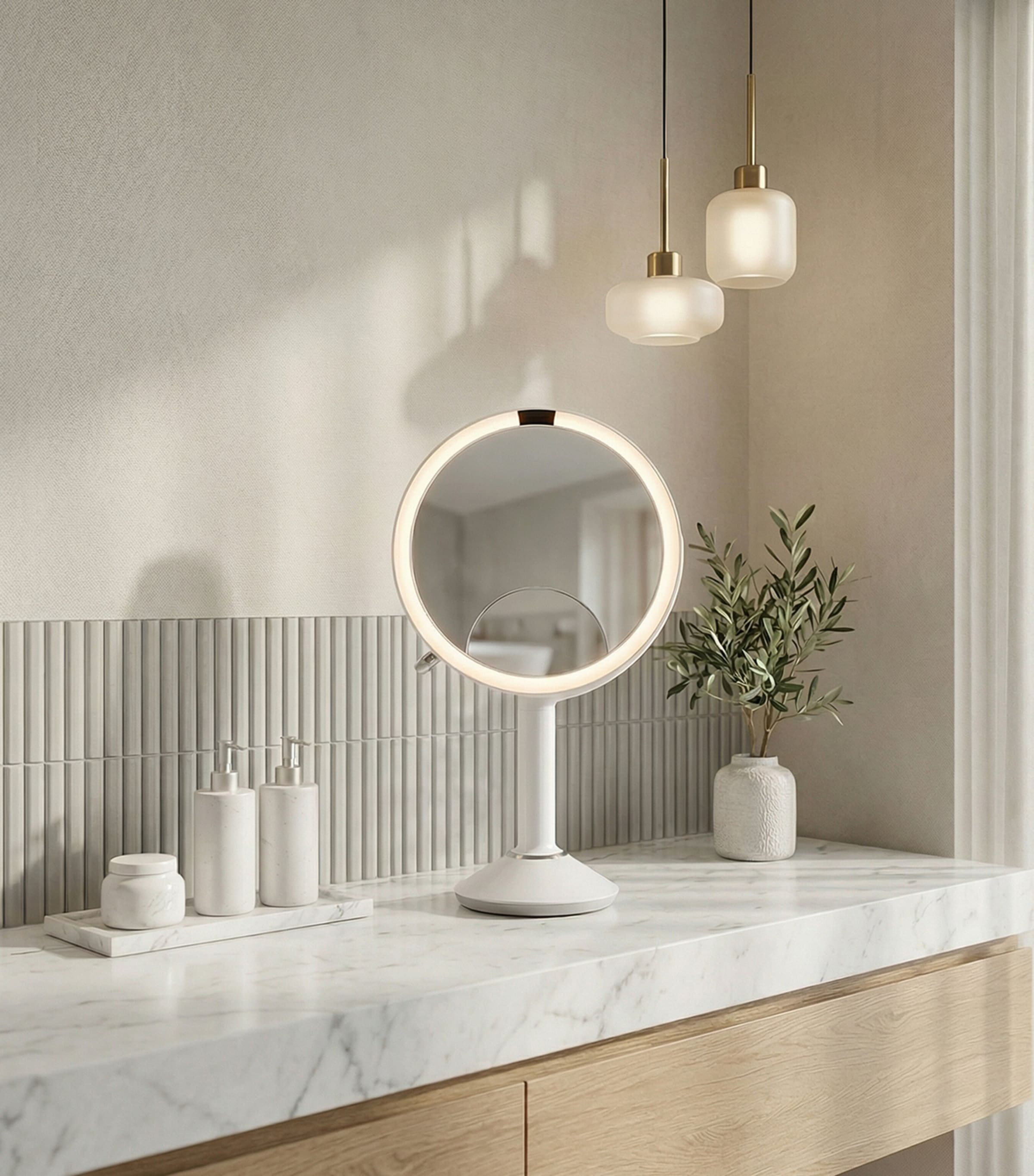 Simplehuman Sensor Trio LED Make-Up Mirror White Stn Steel Image 2