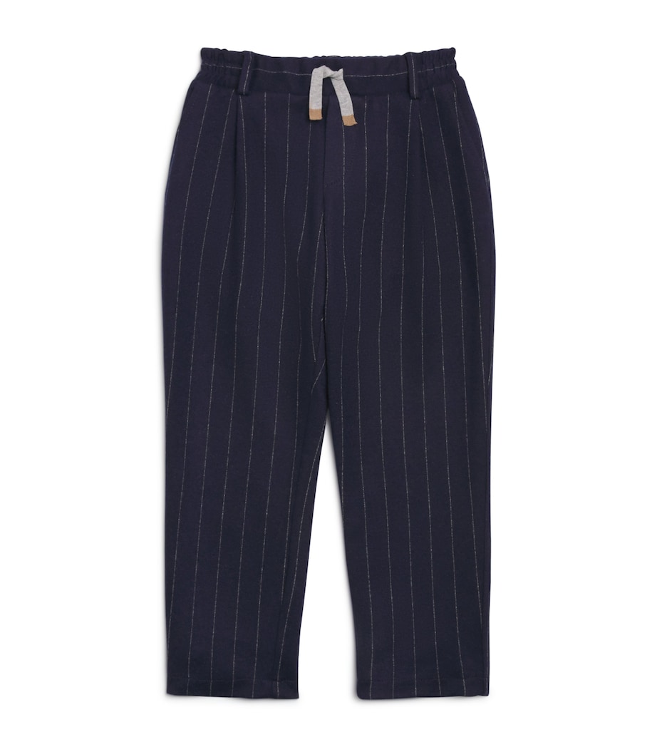 Pinstripe Drawstring Straight Trousers (2-16 Years) 625BGBLU/BEIGE Image 1