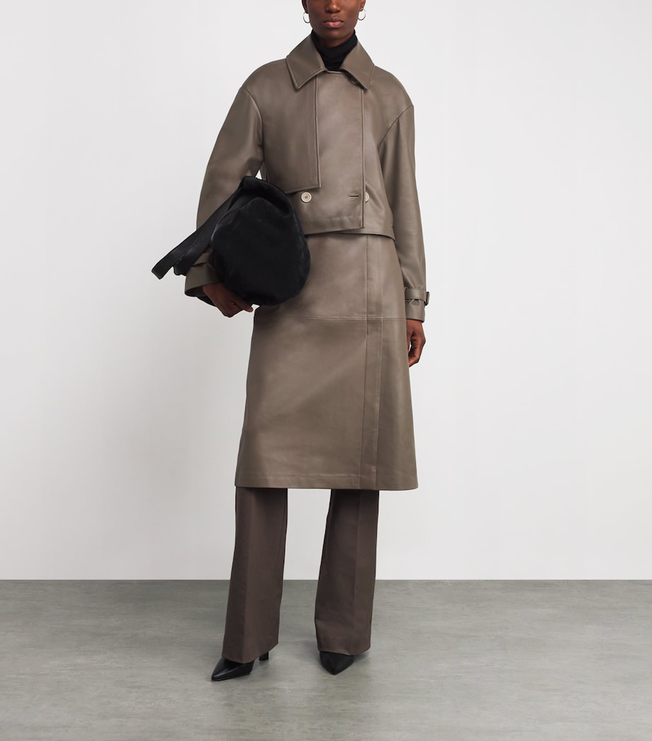 Leather Sèvres Midi Skirt MUSHROOM Image 2