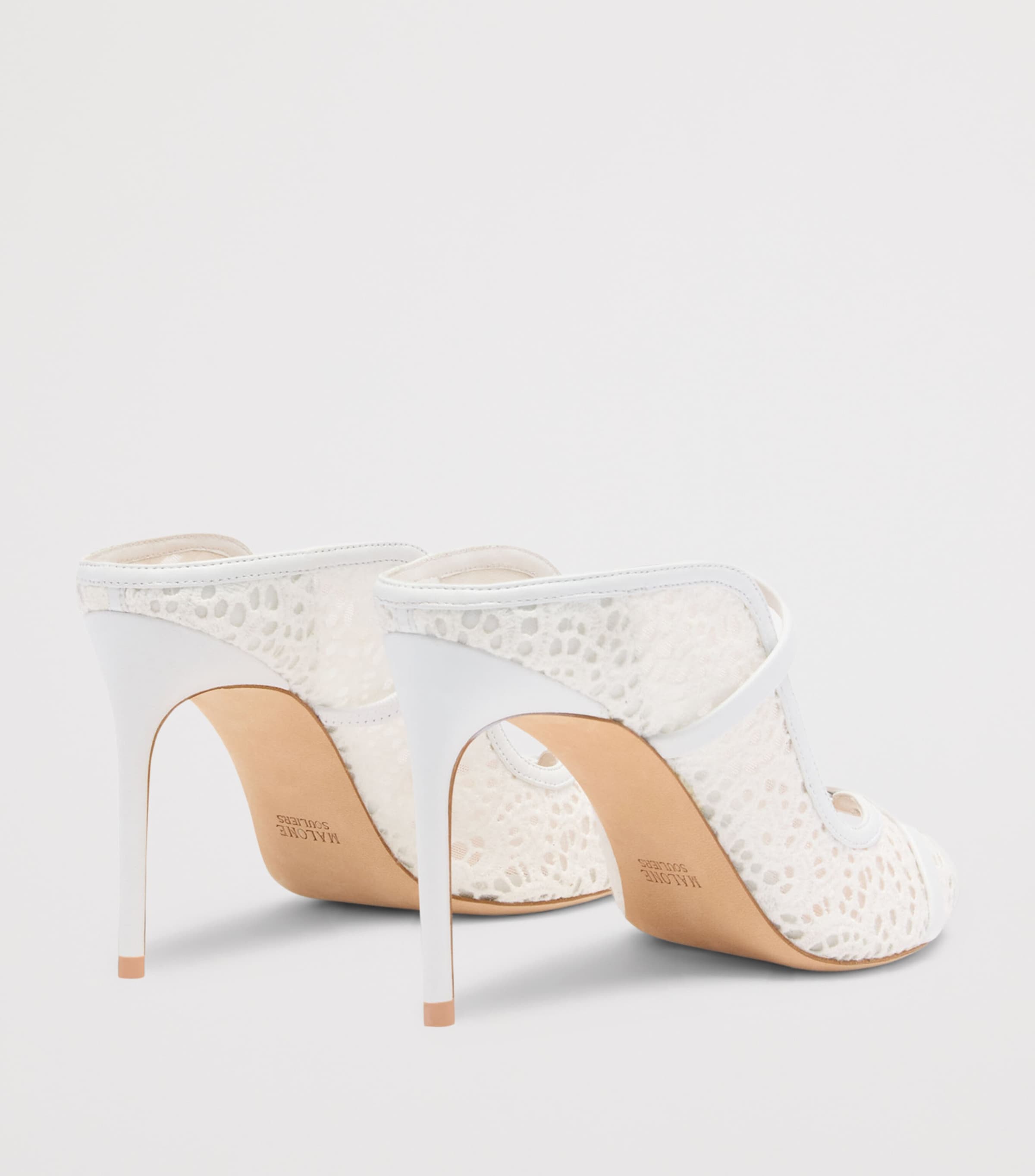 Malone Souliers Broderie and Mesh Noah Heeled Mules 90 White Image 4