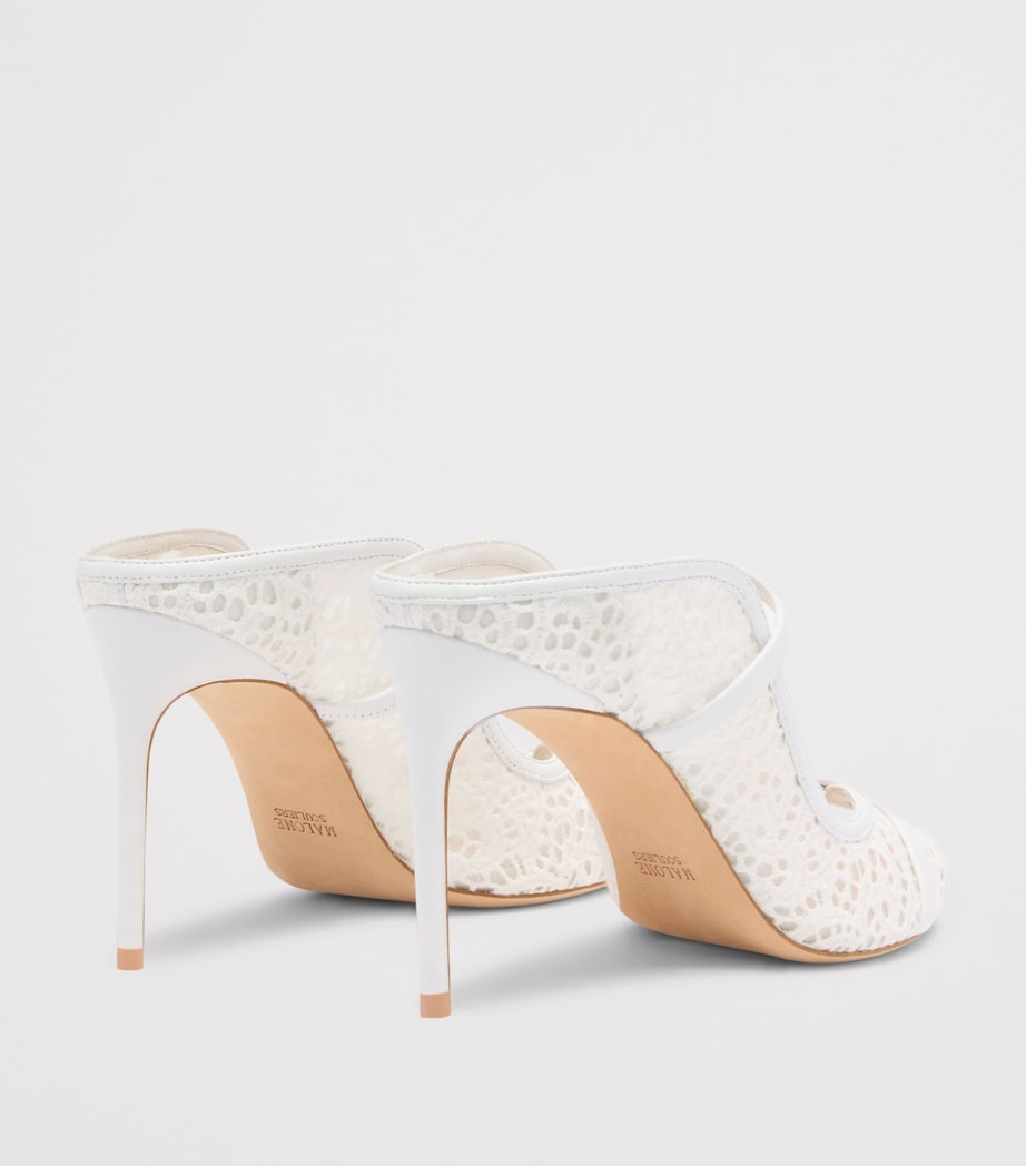 Malone Souliers Broderie and Mesh Noah Heeled Mules 90 White Image 4