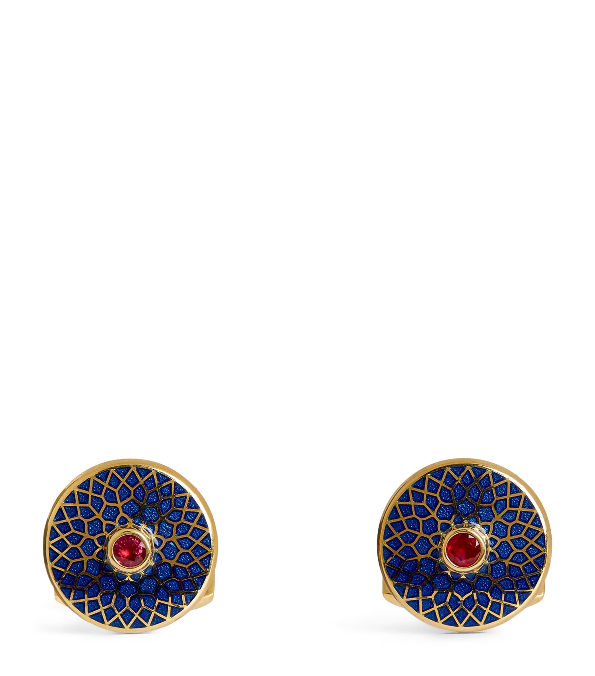 Yellow Gold and Ruby Patterned Cufflinks GOLD Image 1