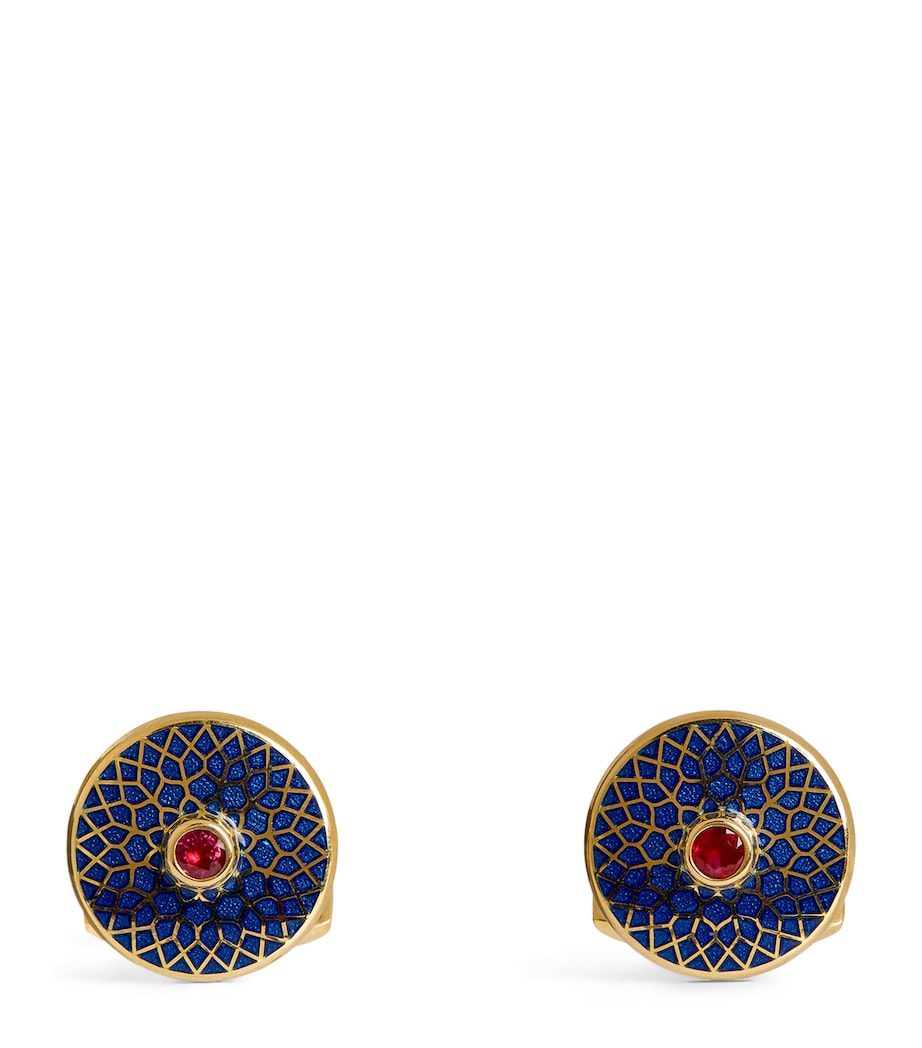Yellow Gold and Ruby Patterned Cufflinks GOLD Image 1
