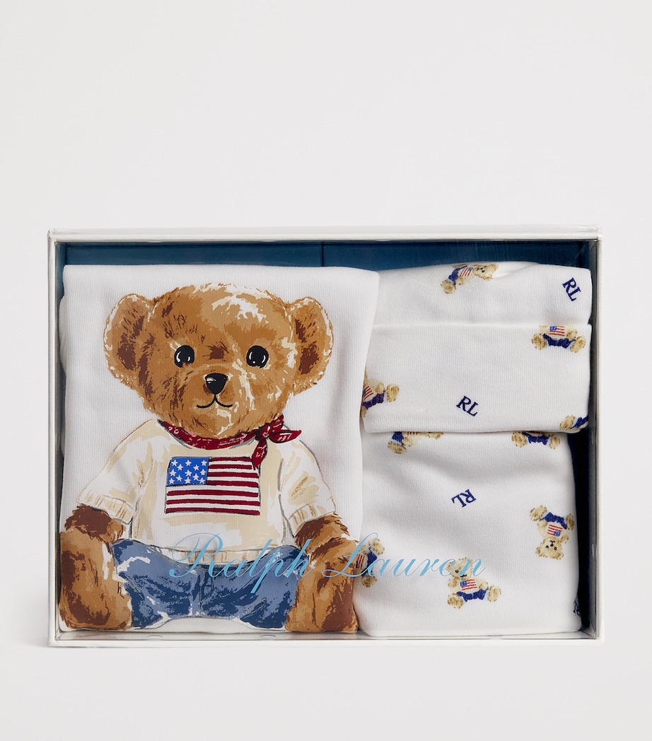 Polo Bear Bodysuit, Hat and Bib Gift Set (3-9 Months) WHITE MU Image 3