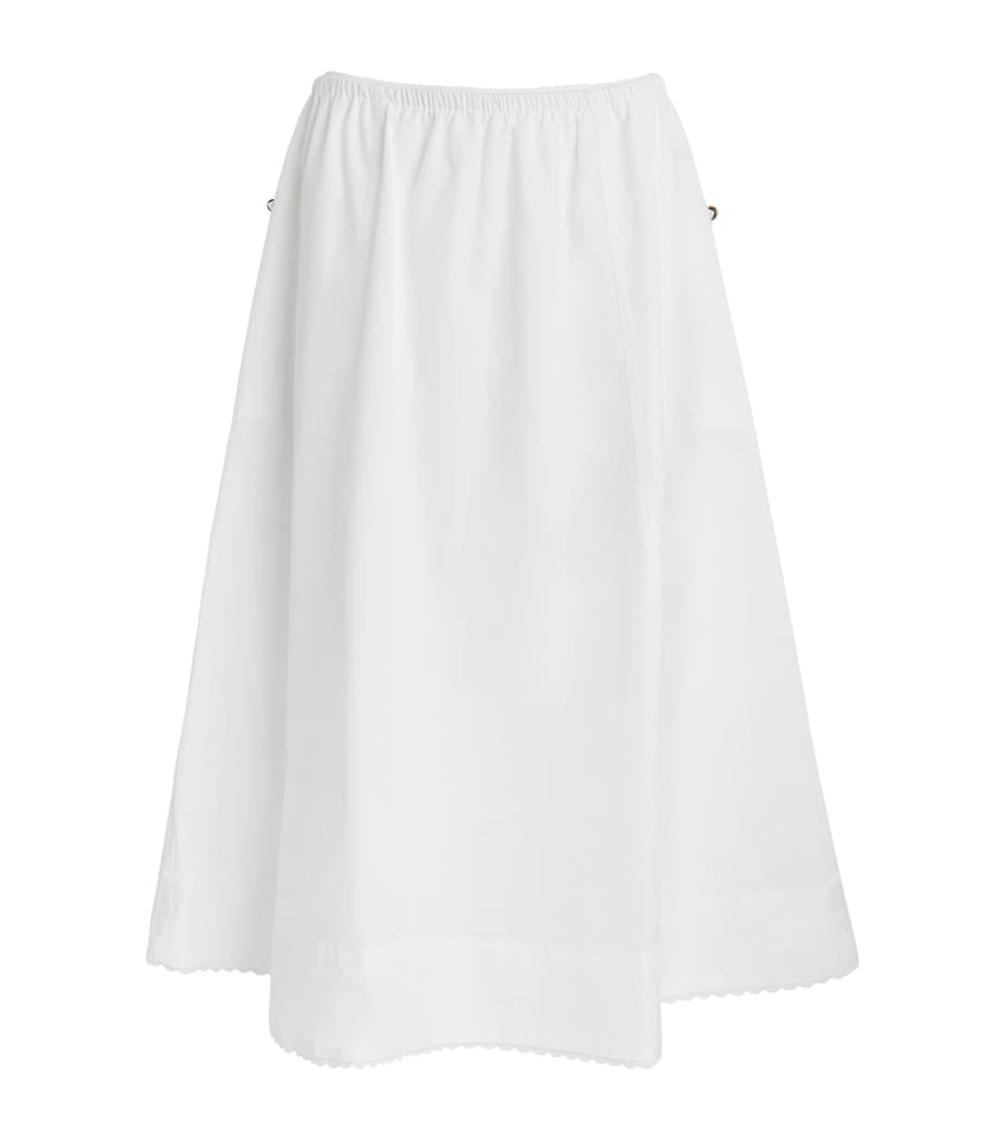Vince Womens Cotton Scallop-Detail Midi Skirt Optic White Image 1