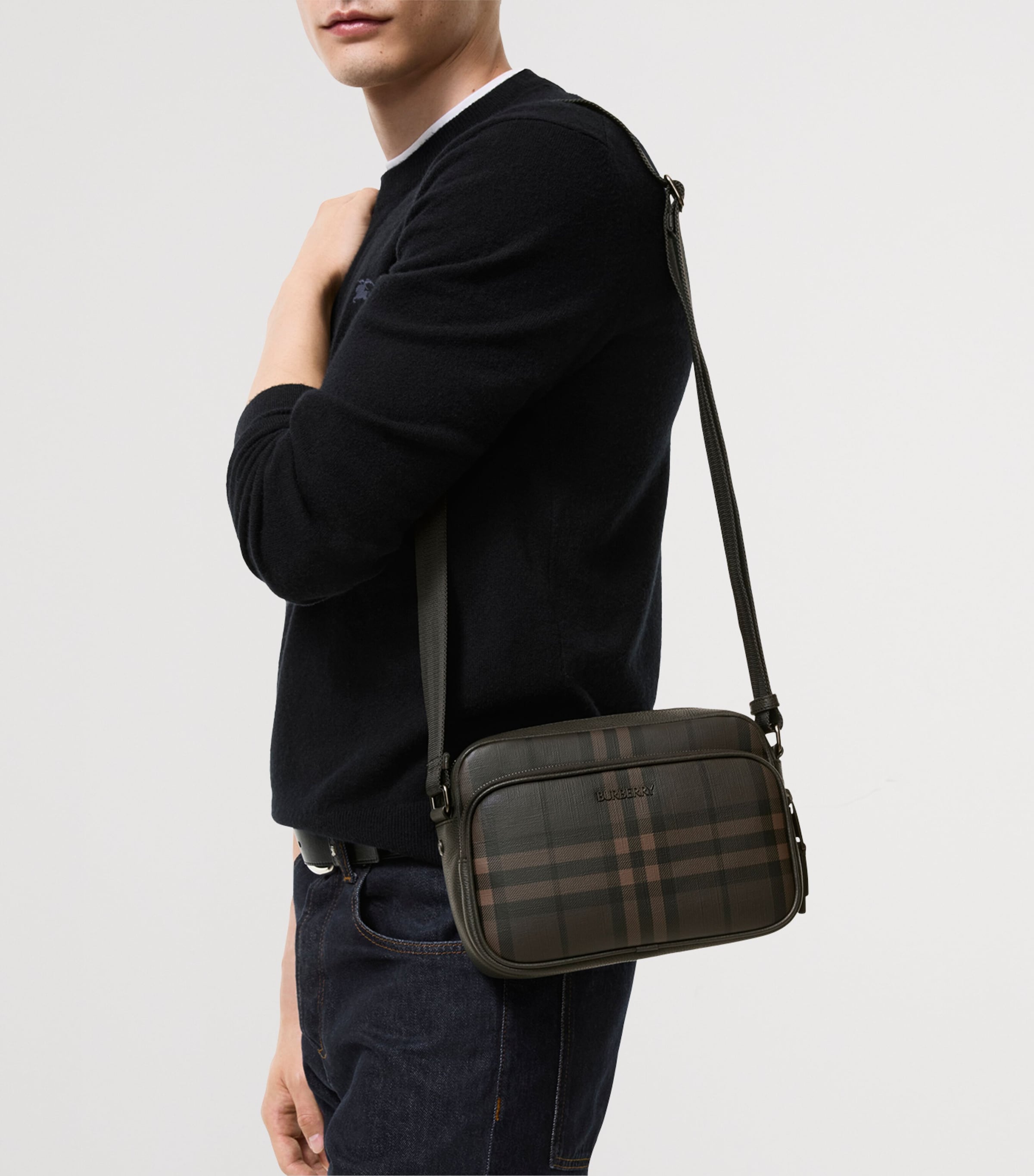 Burberry City Check Cross-Body Bag Dark Brown Image 2