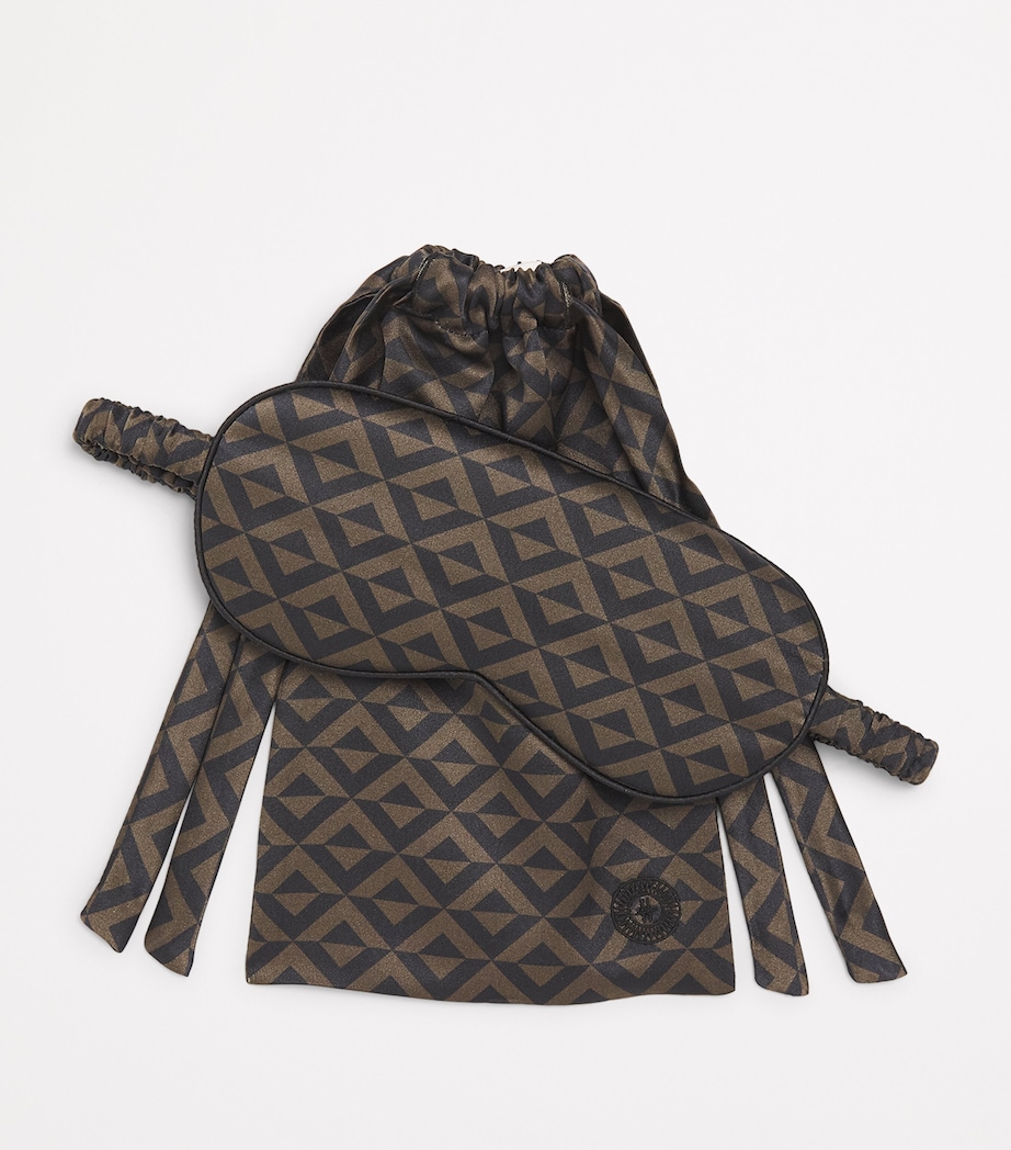 Silk Geometric Print Sleep Mask BLACK Image 4