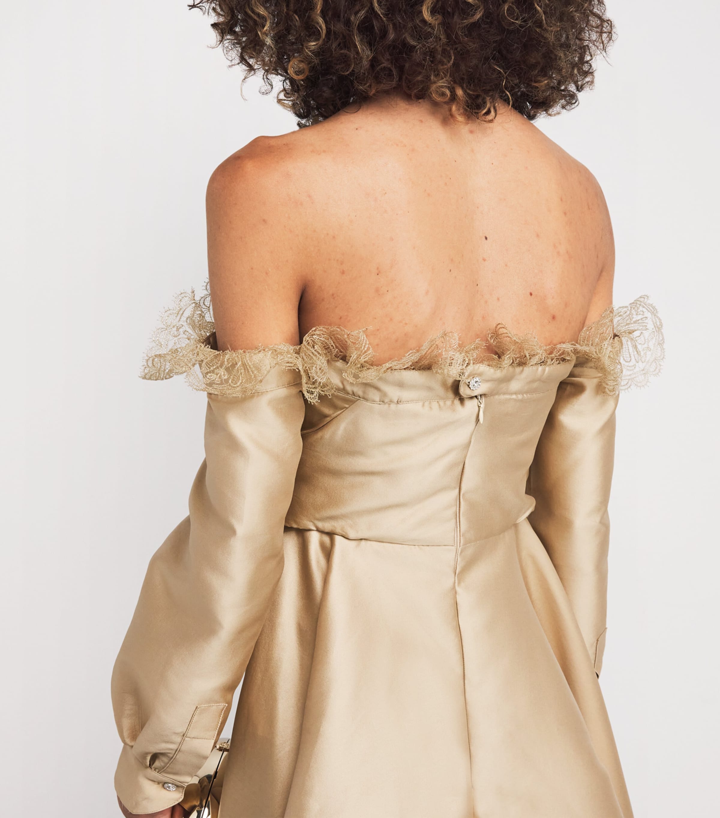 Alexis Mabille Womens Lace-Trim Kurkova Gown Gold Image 6