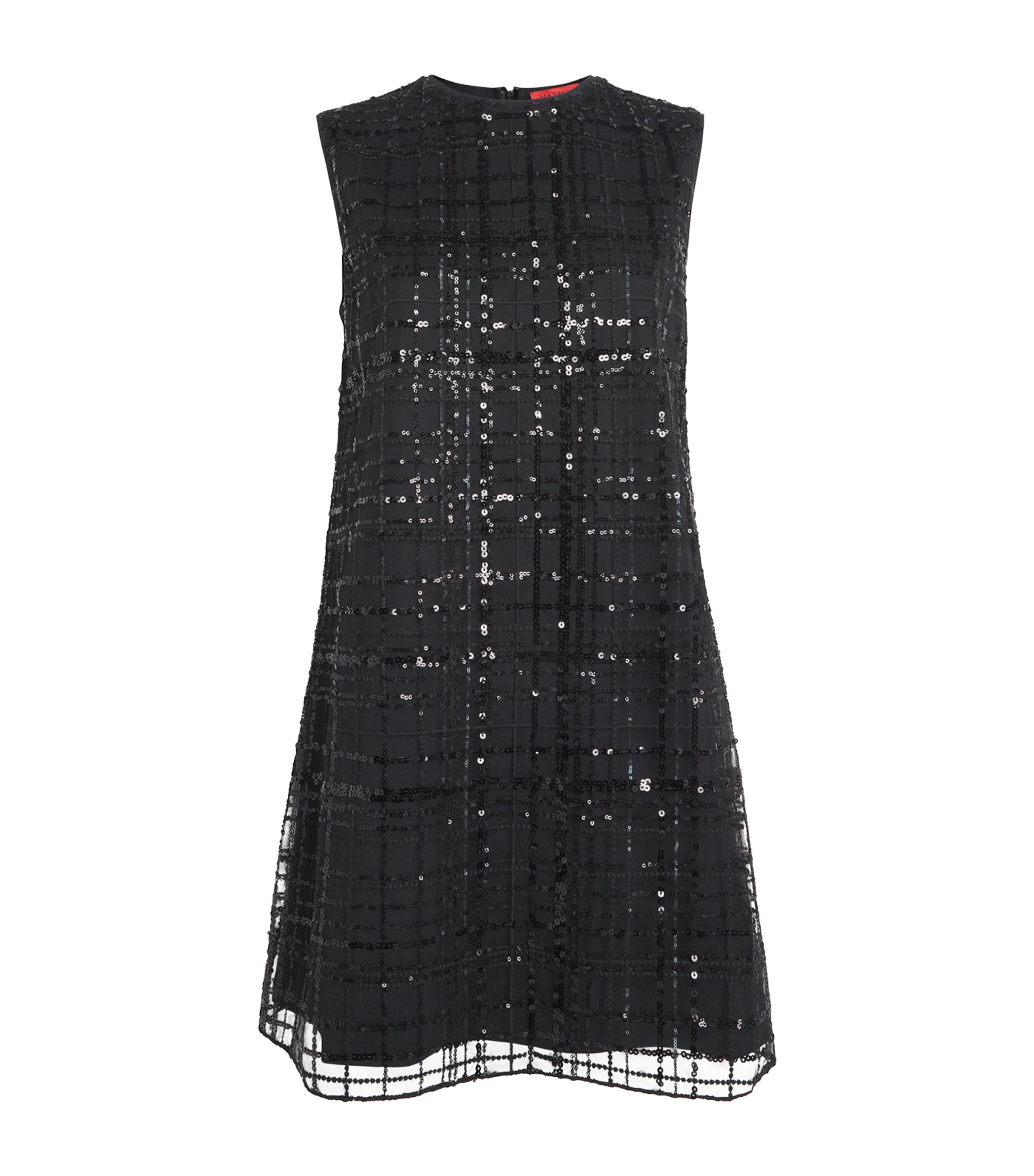 Max & Co Sequin Check Mini Dress In Black
