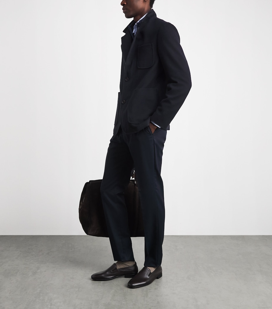 Corneliani Mens Virgin Wool High-Neck Jacket Dark Blue Image 2
