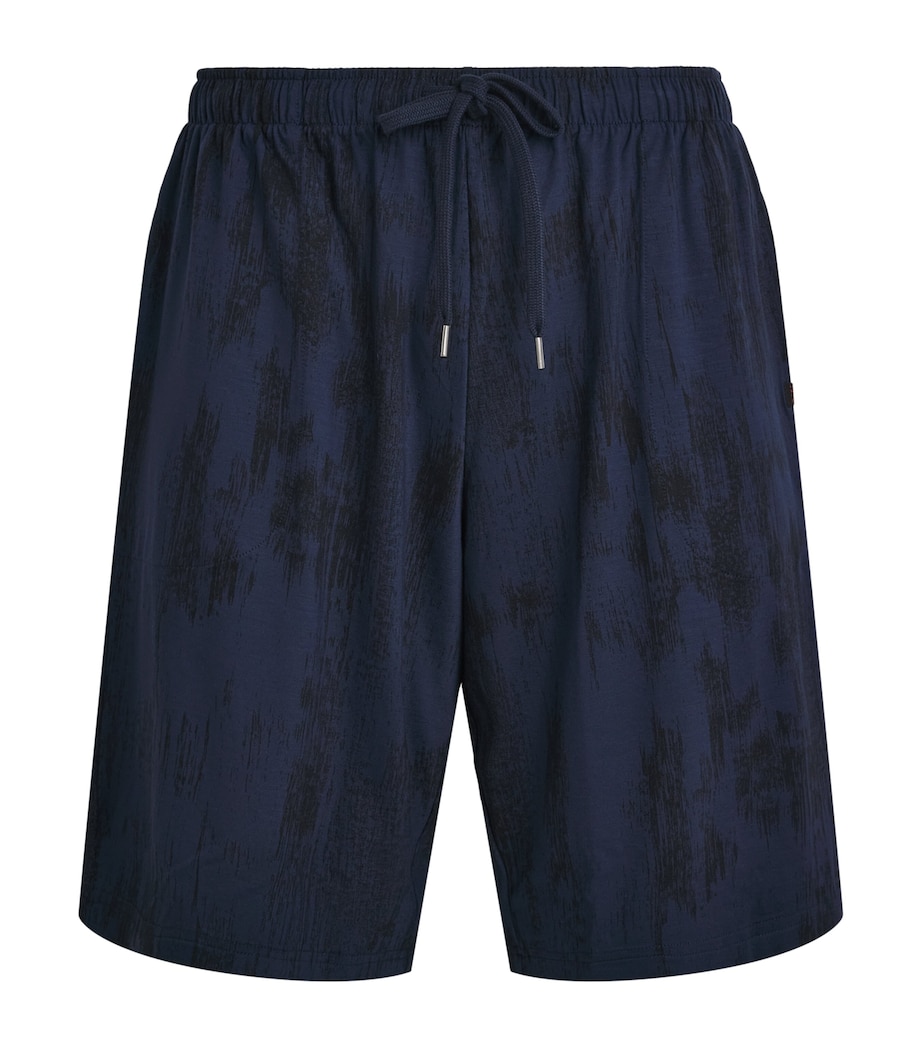 Derek Rose Mens Printed London Lounge Shorts Nav Image 1