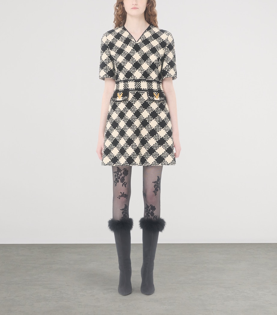 Valentino Womens Tweed V-Neck Mini Dress Image 2