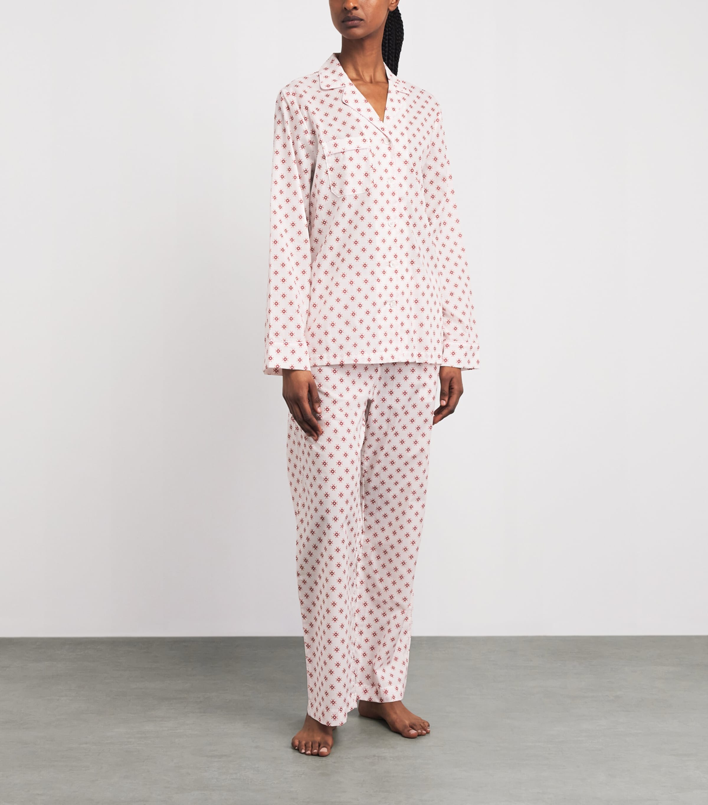 Derek Rose Womens Geometric Nelson Pyjama Set White Image 2