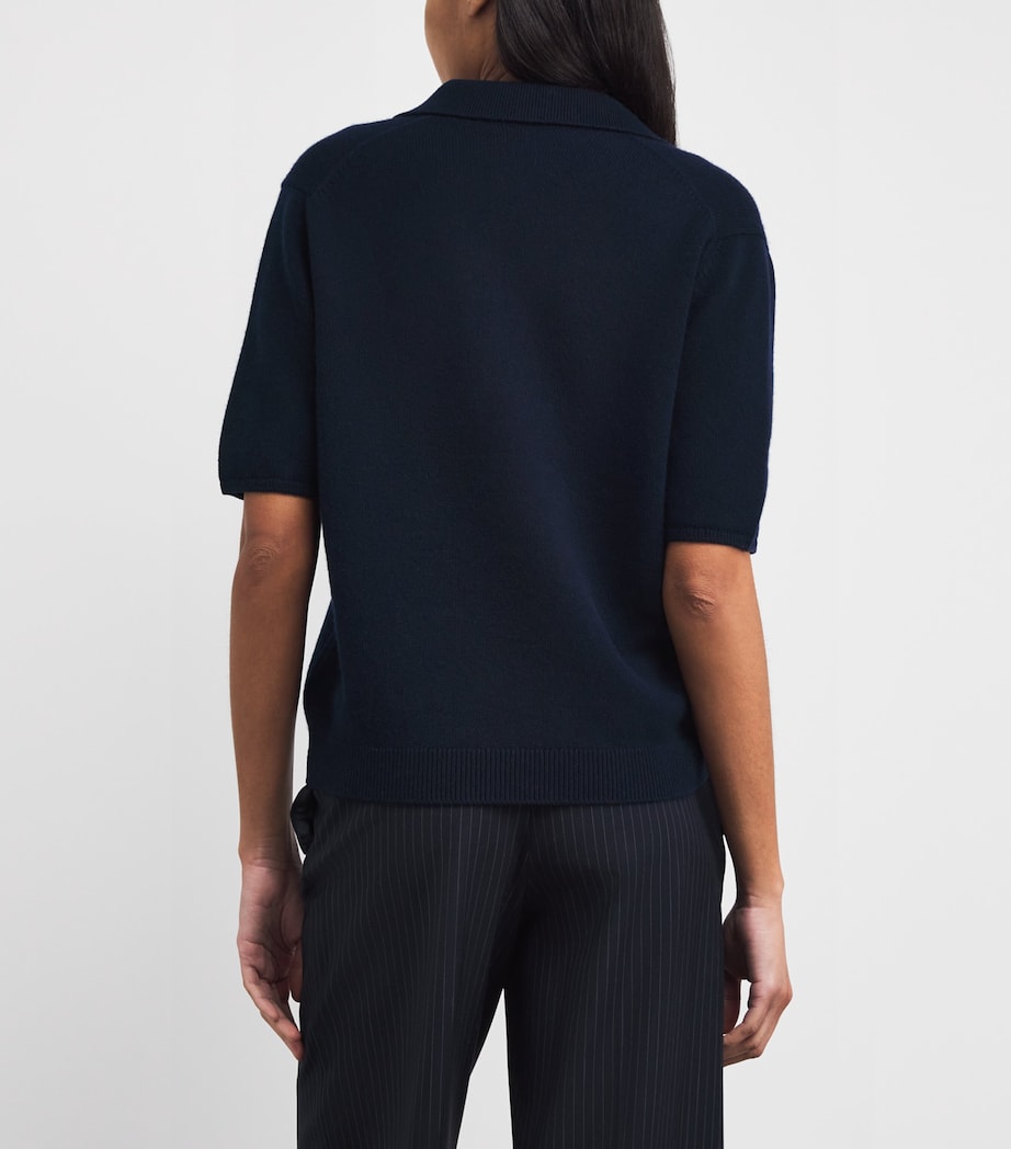 Harrods Womens Cotton-Cashmere Collared Sweater Nero Navy Image 5