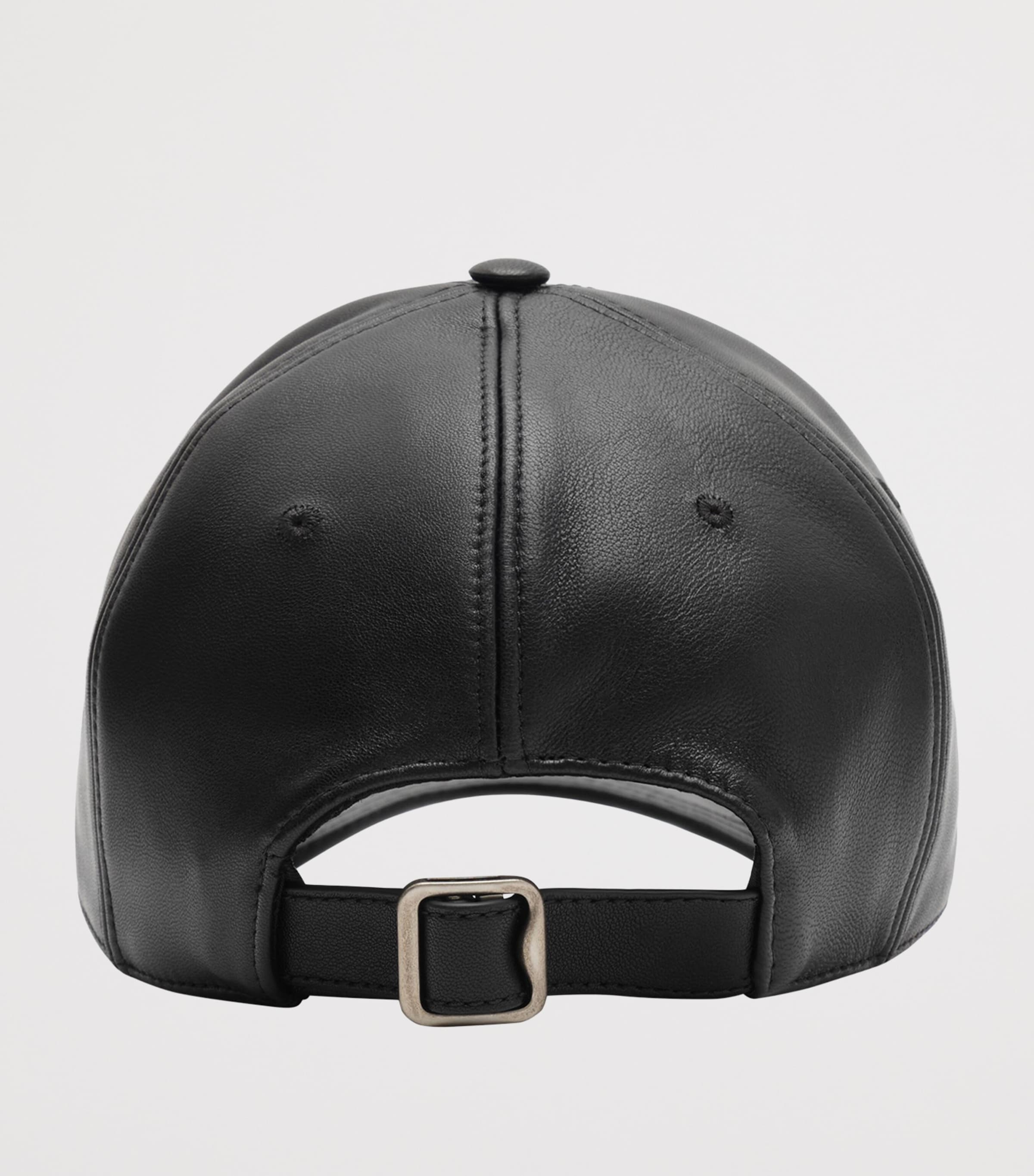 Burberry Lambskin Embossed-Check Baseball Cap Black Image 3