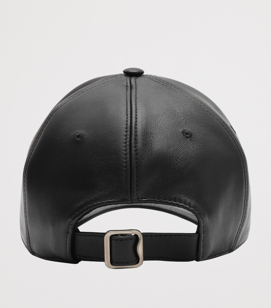 Burberry Lambskin Embossed-Check Baseball Cap Black Image 3