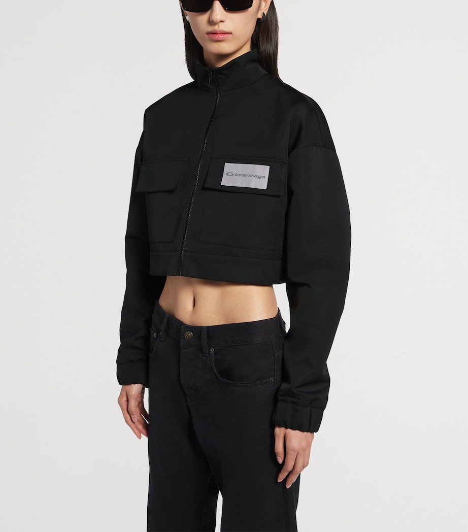 Balenciaga Womens Technical Faille Cropped Track Jacket Image 5