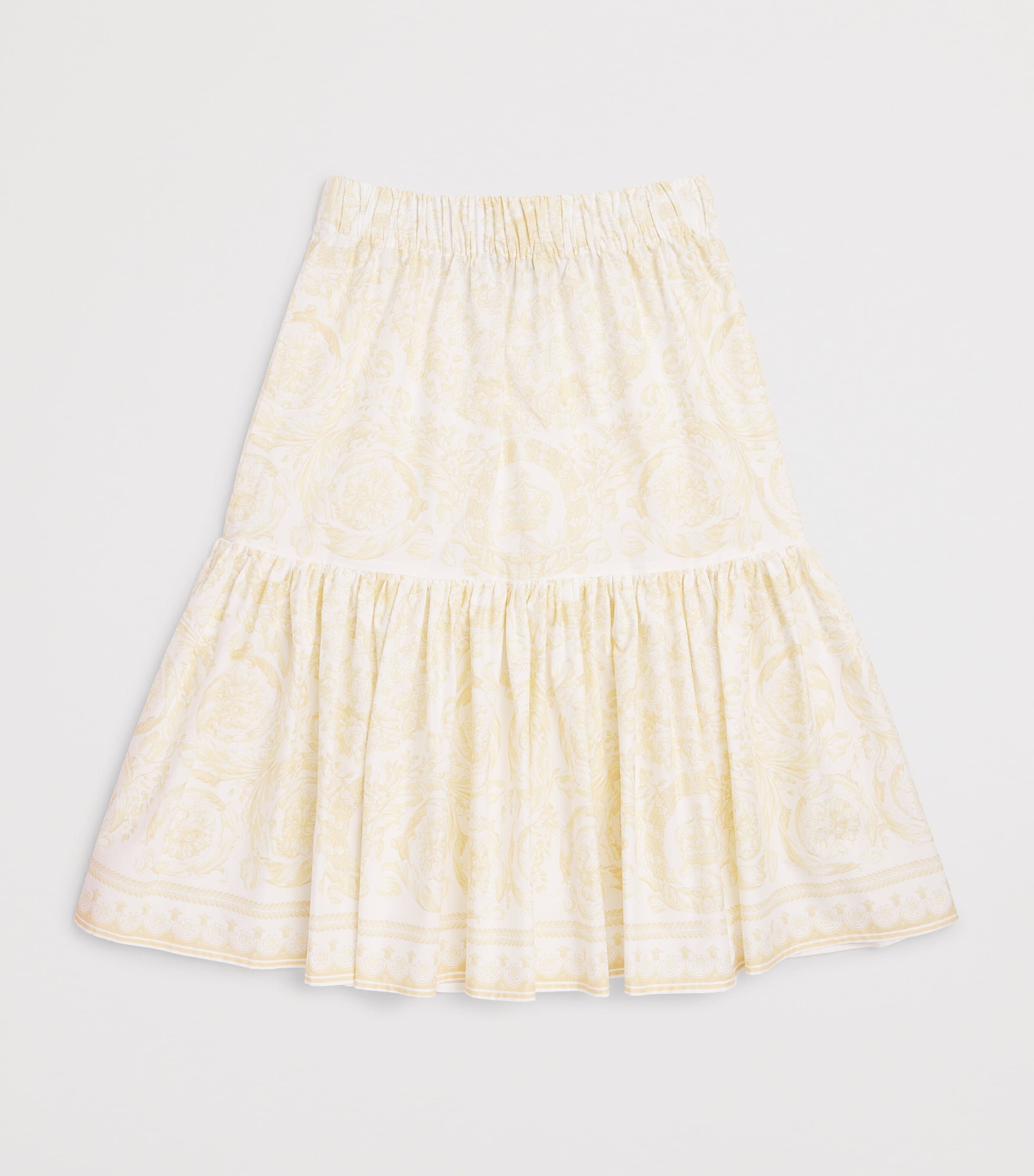 Versace Kids Cotton Whisper Barocco Print Skirt (6-14 Years) Washd Out Gold Image 2