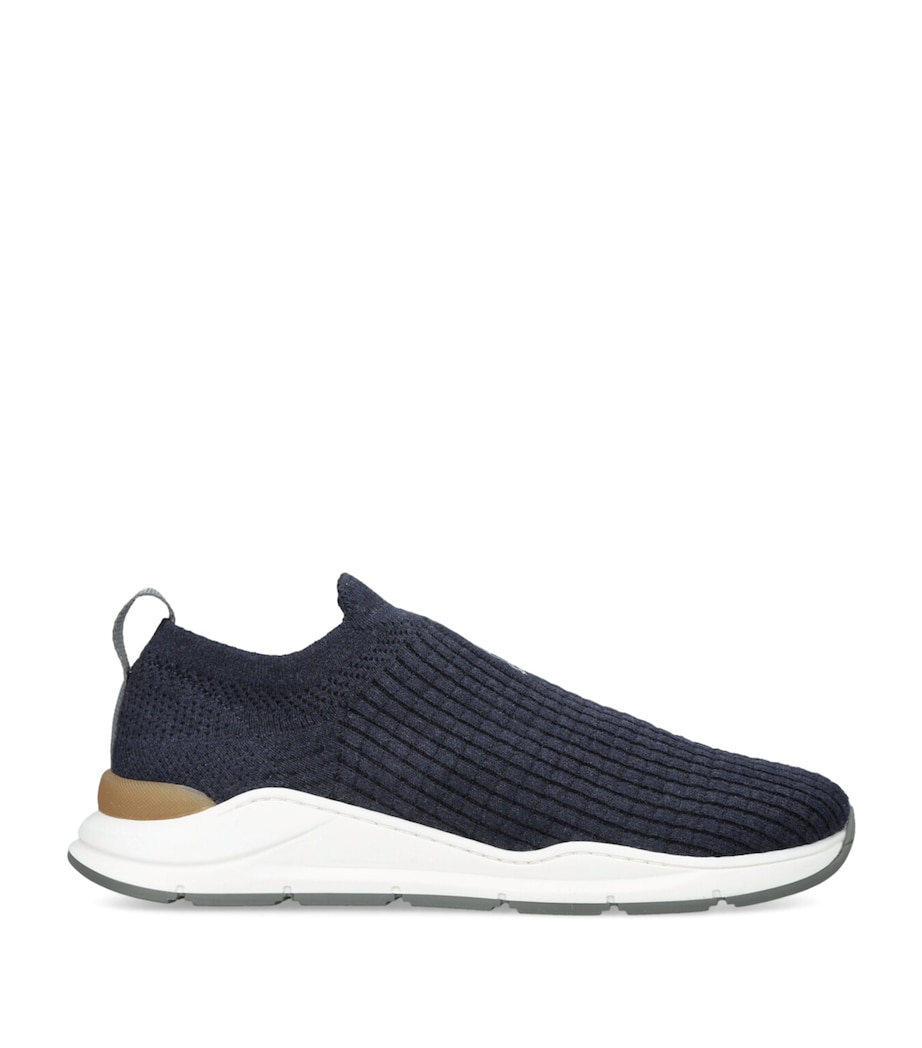 Brunello Cucinelli Cotton Knitted Slip-On Sneakers Navy Image 1