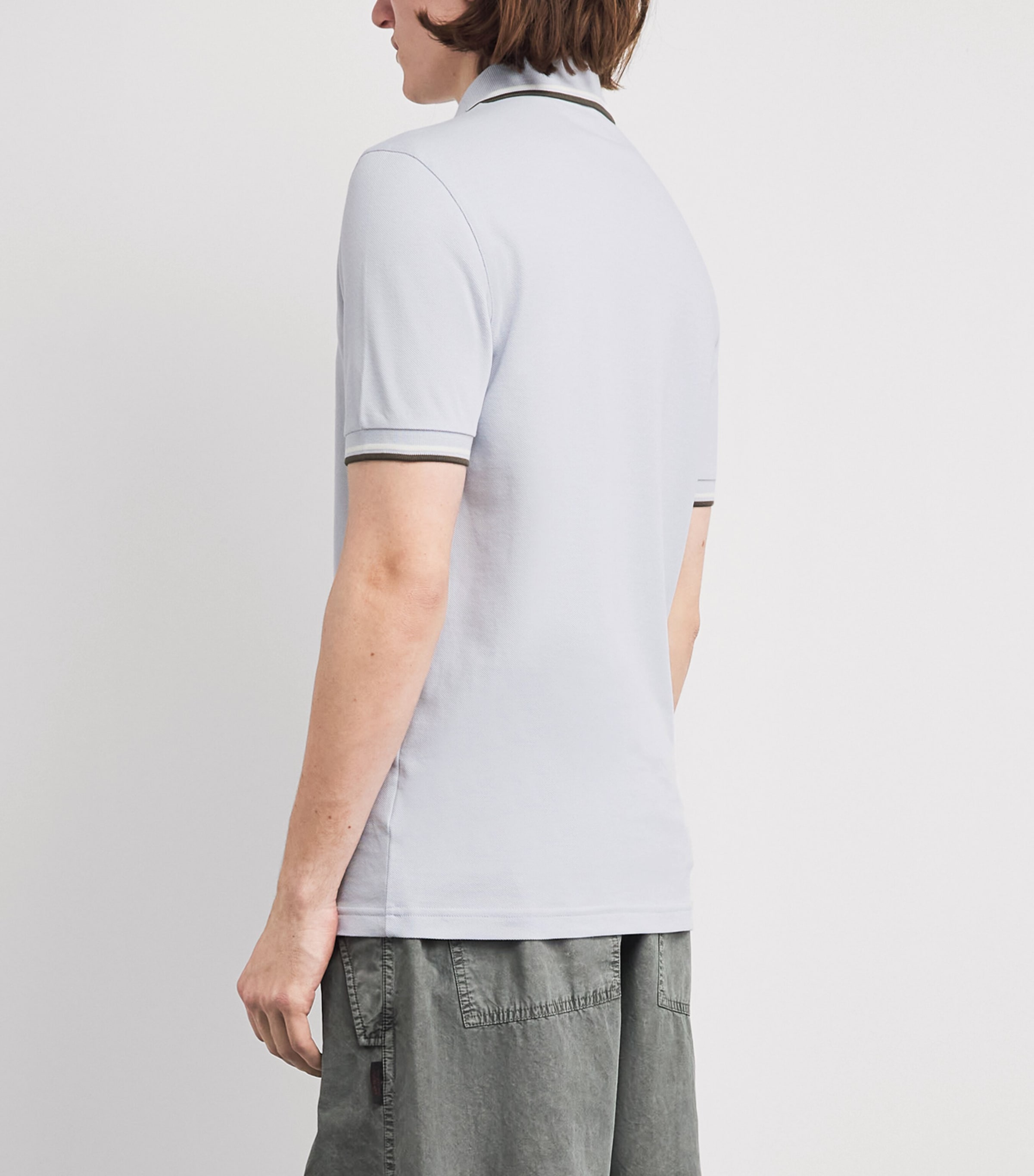 Fred Perry Mens Cotton Twin Tipped Polo Shirt Dusky Blue/ecru Image 5