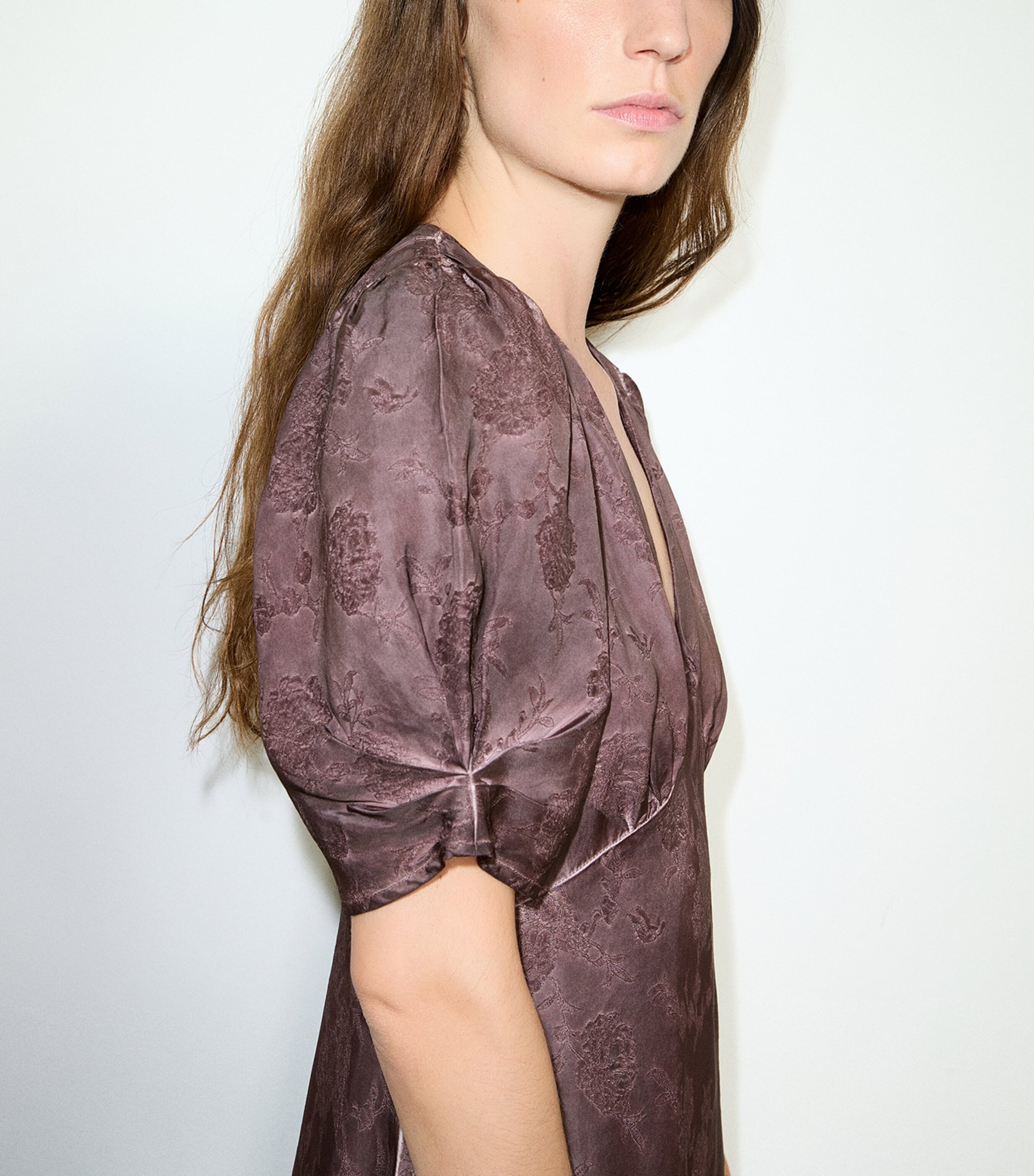 MAX&Co. Womens Floral Jacquard Midi Dress Chocolate Image 5
