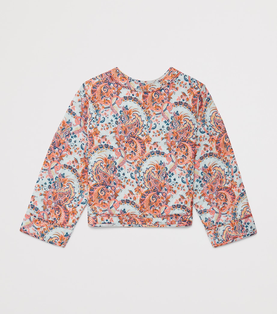 Zimmermann Kids Cotton Aster Quilted Jacket (2-12 Years) Blue Paisley Floral Image 2