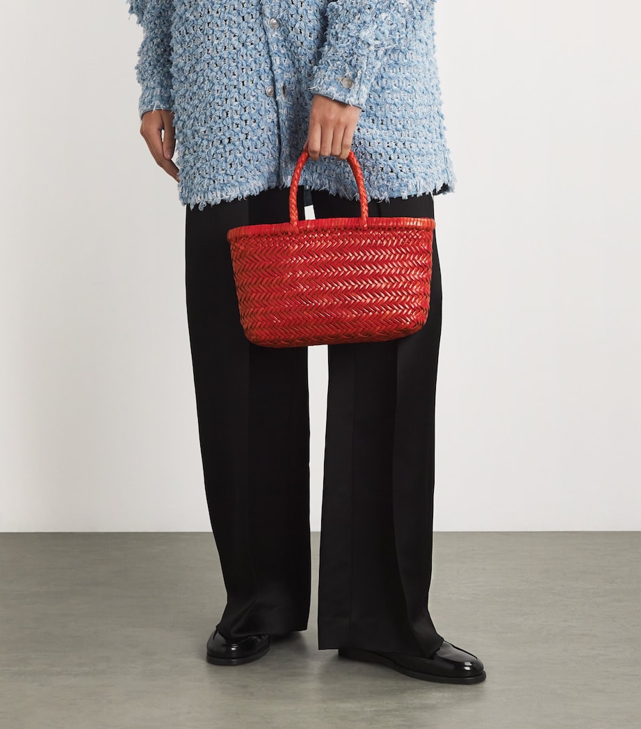 Mini Leather Flat Gora Tote Bag POPPY RED Image 5