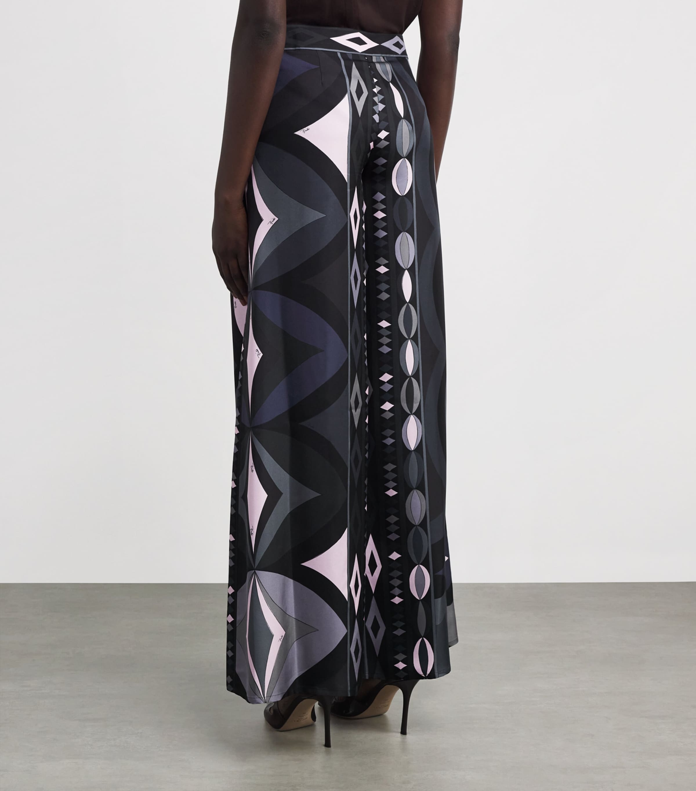 Silk Wide-Leg Trousers 023/BLACK PINK Image 4