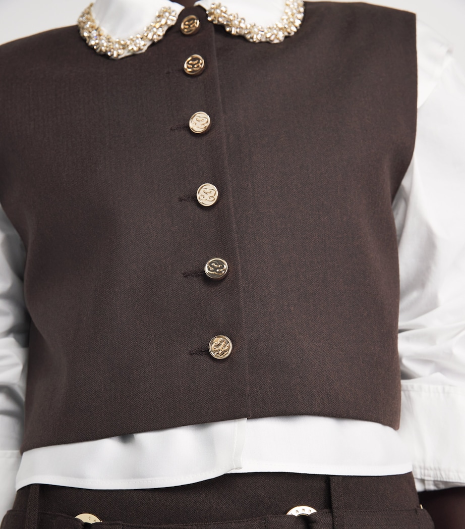 Sandro Paris Womens Wool-Blend 2-In-1 Crop Top Light Brown Image 3