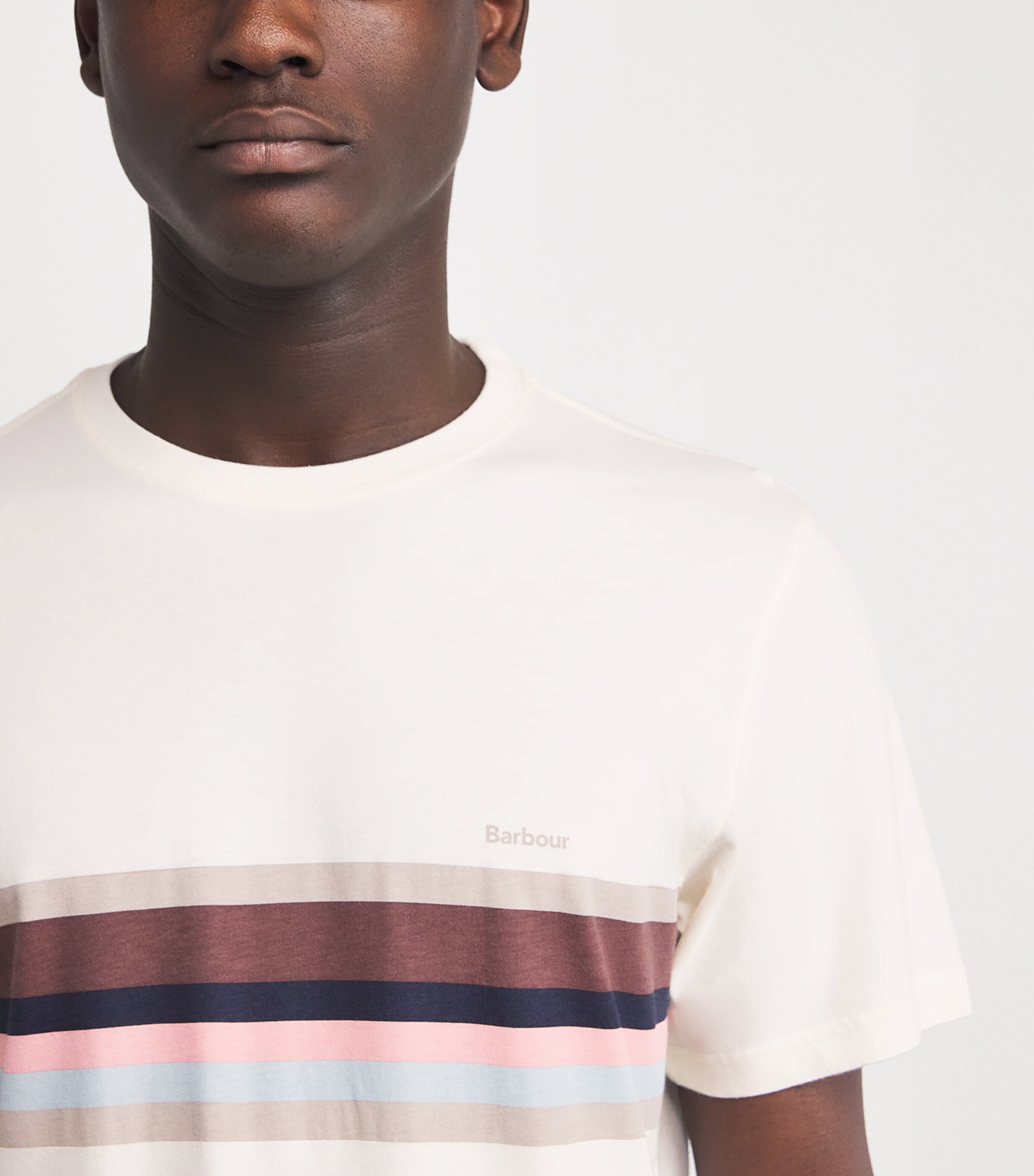 Barbour Mens Cotton Stripe Newsham T-shirt Whisper Image 6
