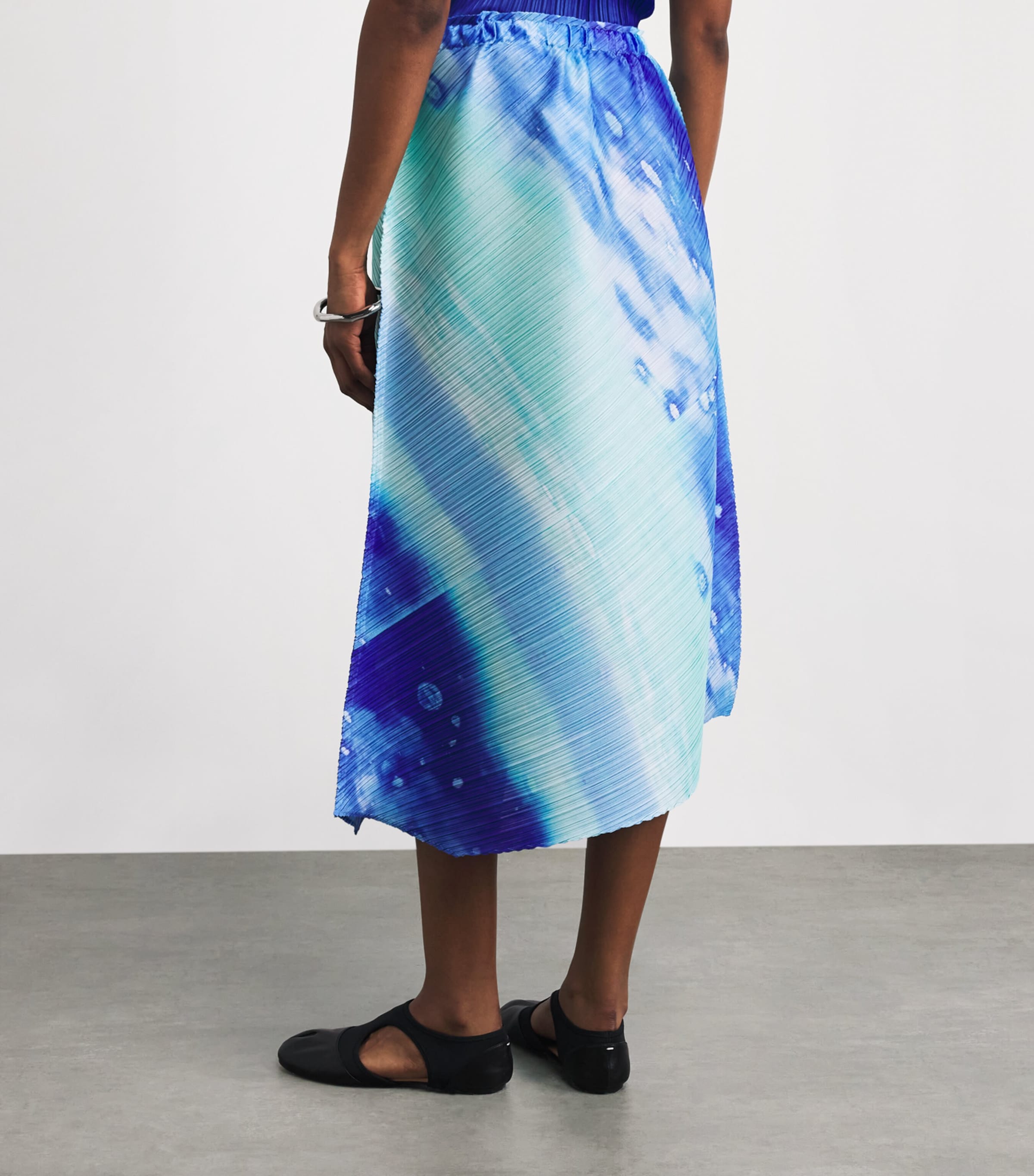 Pleats Please Issey Miyake Womens Sea Bubble Midi Skirt Blue Image 5
