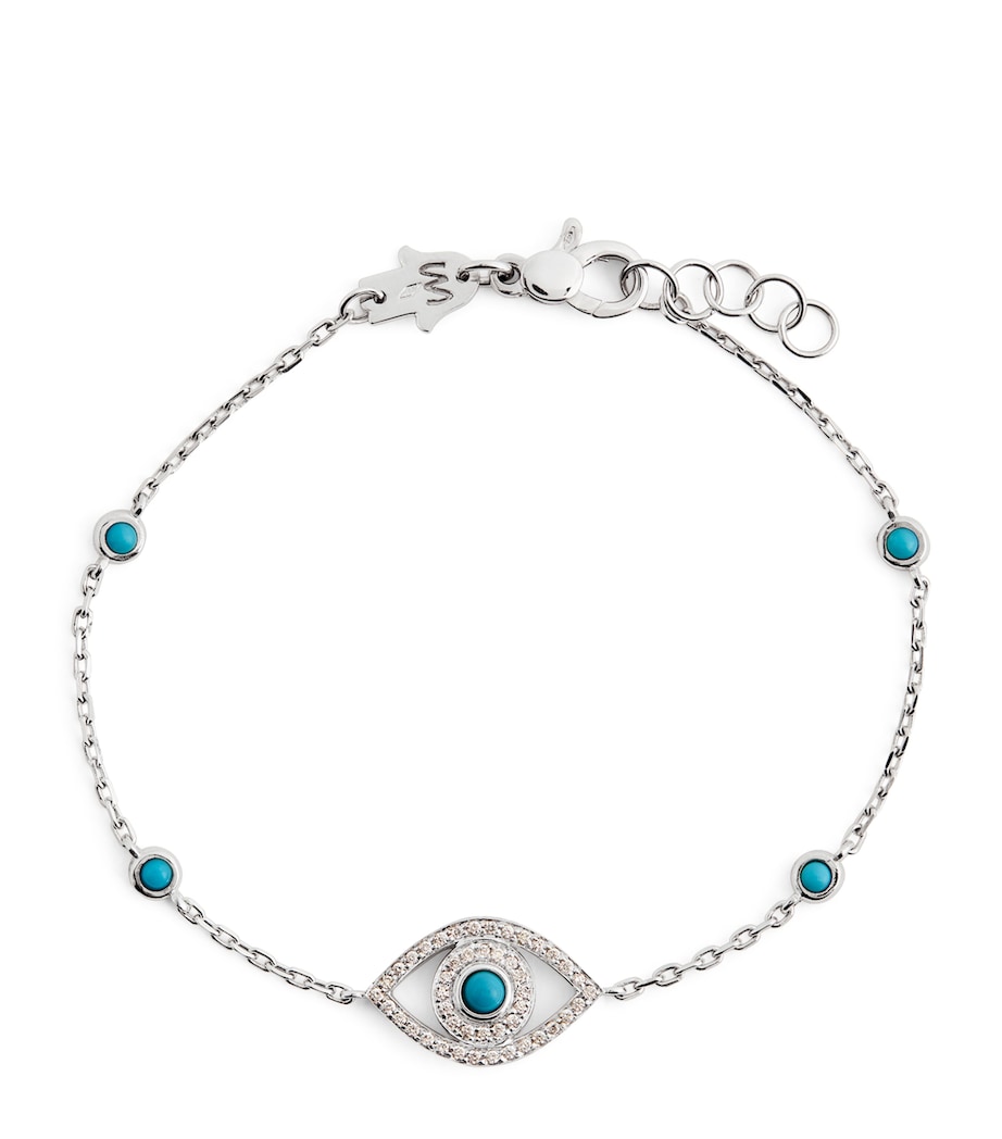 White Gold, Diamond and Turquoise Protected Bracelet WHITE GOLD Image 1