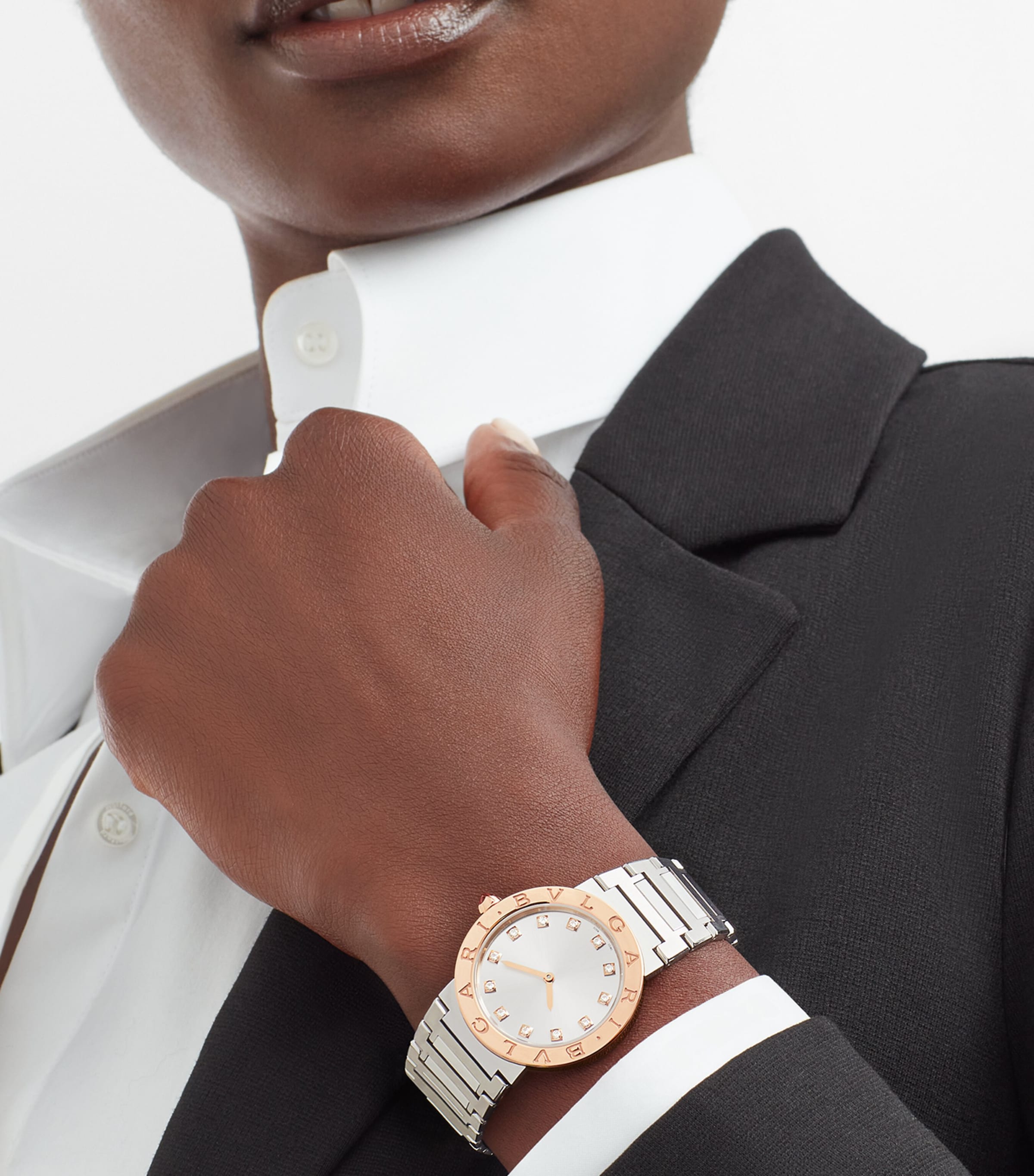 Stainless Steel and Rose Gold BVLGARI BVLGARI Watch 33mm GREY Image 4