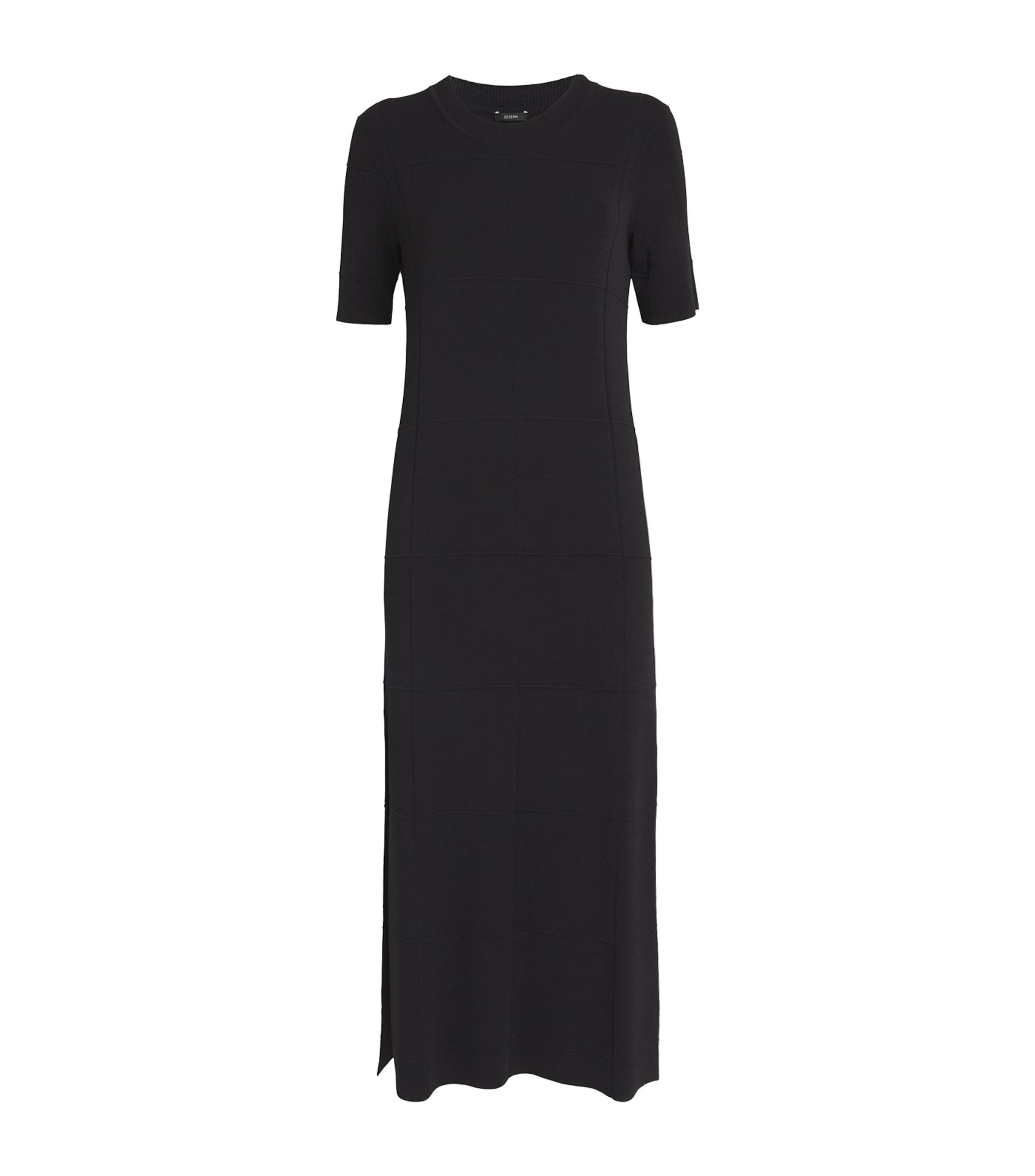 Joseph Ribbed Merino Wool Midi Dress In Black