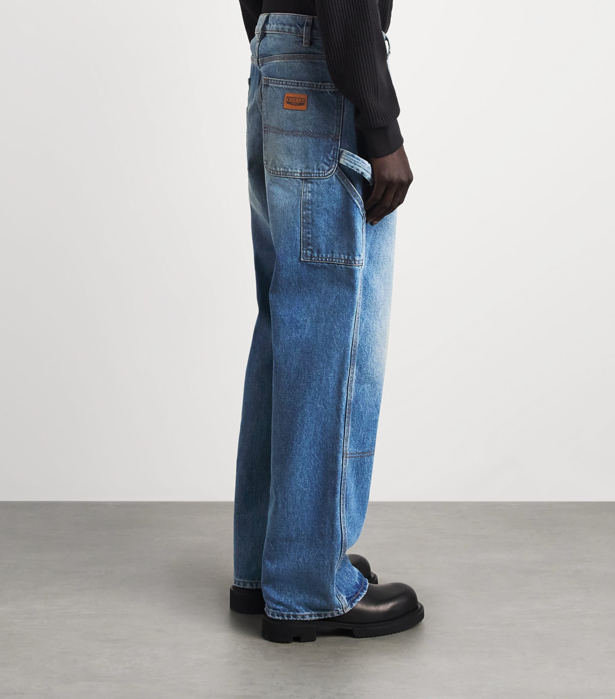 Cherry Los Angeles Mens Carpenter Wide-Leg Jeans Denim Image 5
